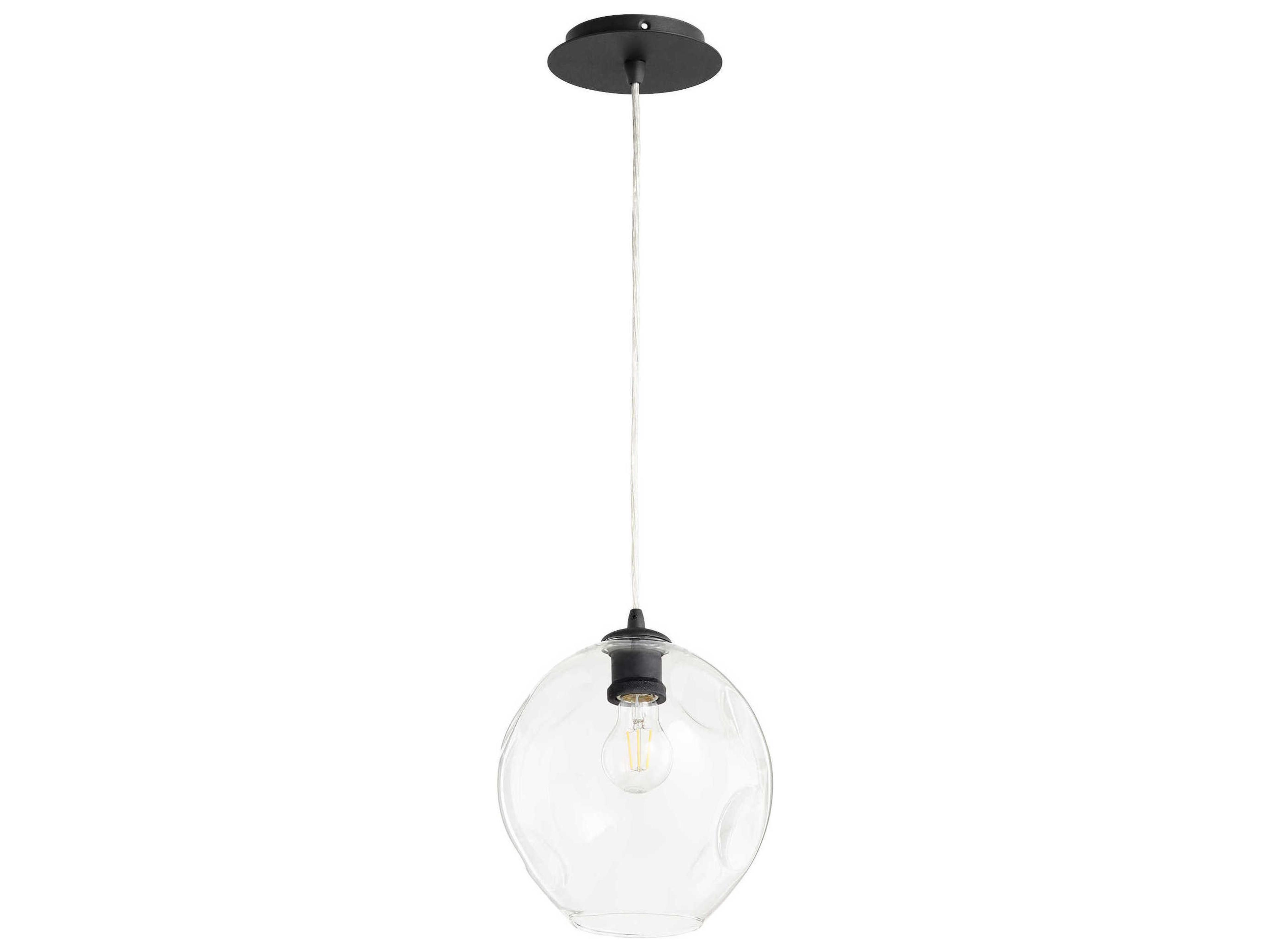 Quorum Numen 1-Light Noir Black Glass Globe Mini Pendant