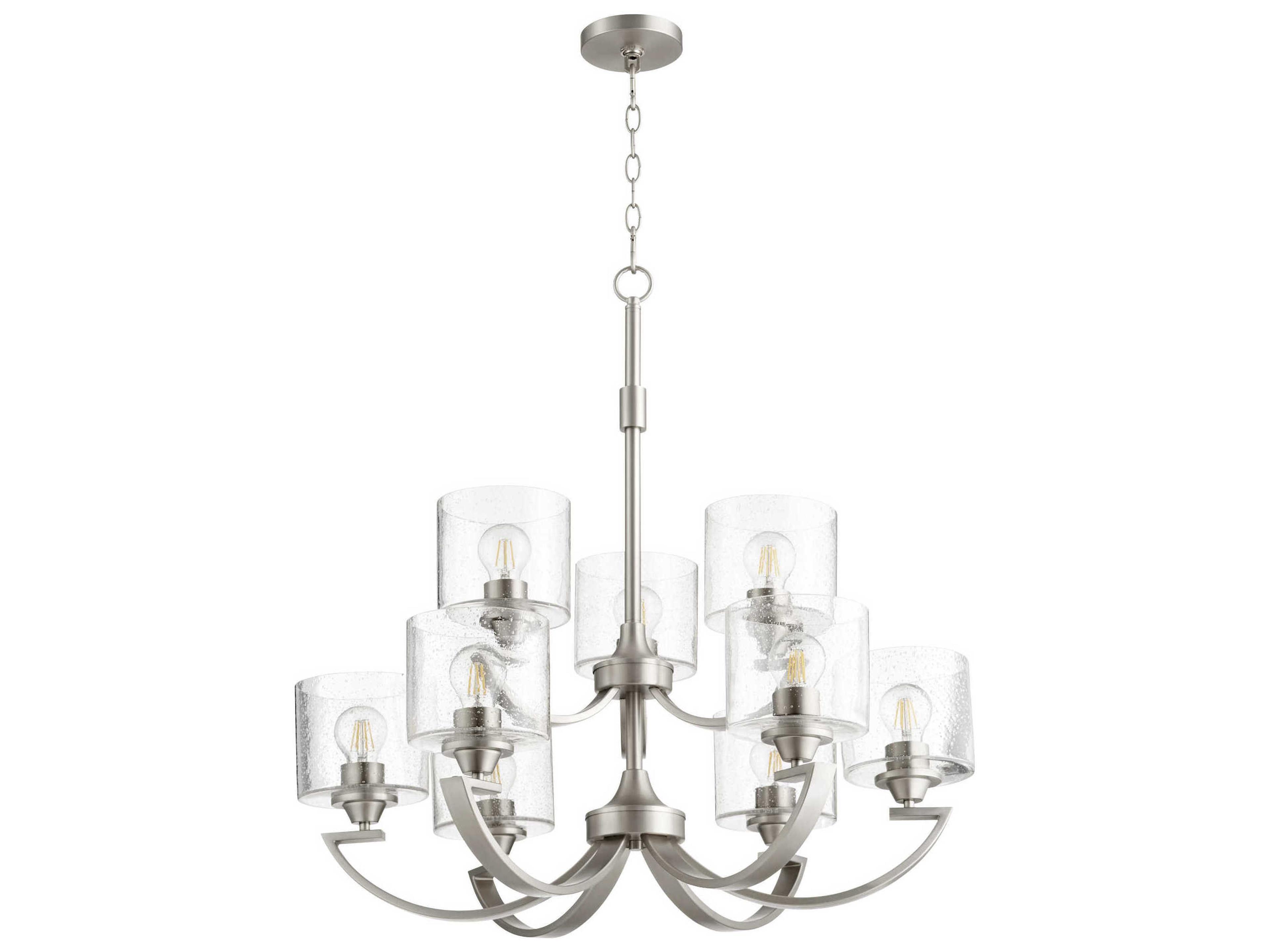Quorum Dakota 9-Light Satin Nickel Drum Tiered Chandelier