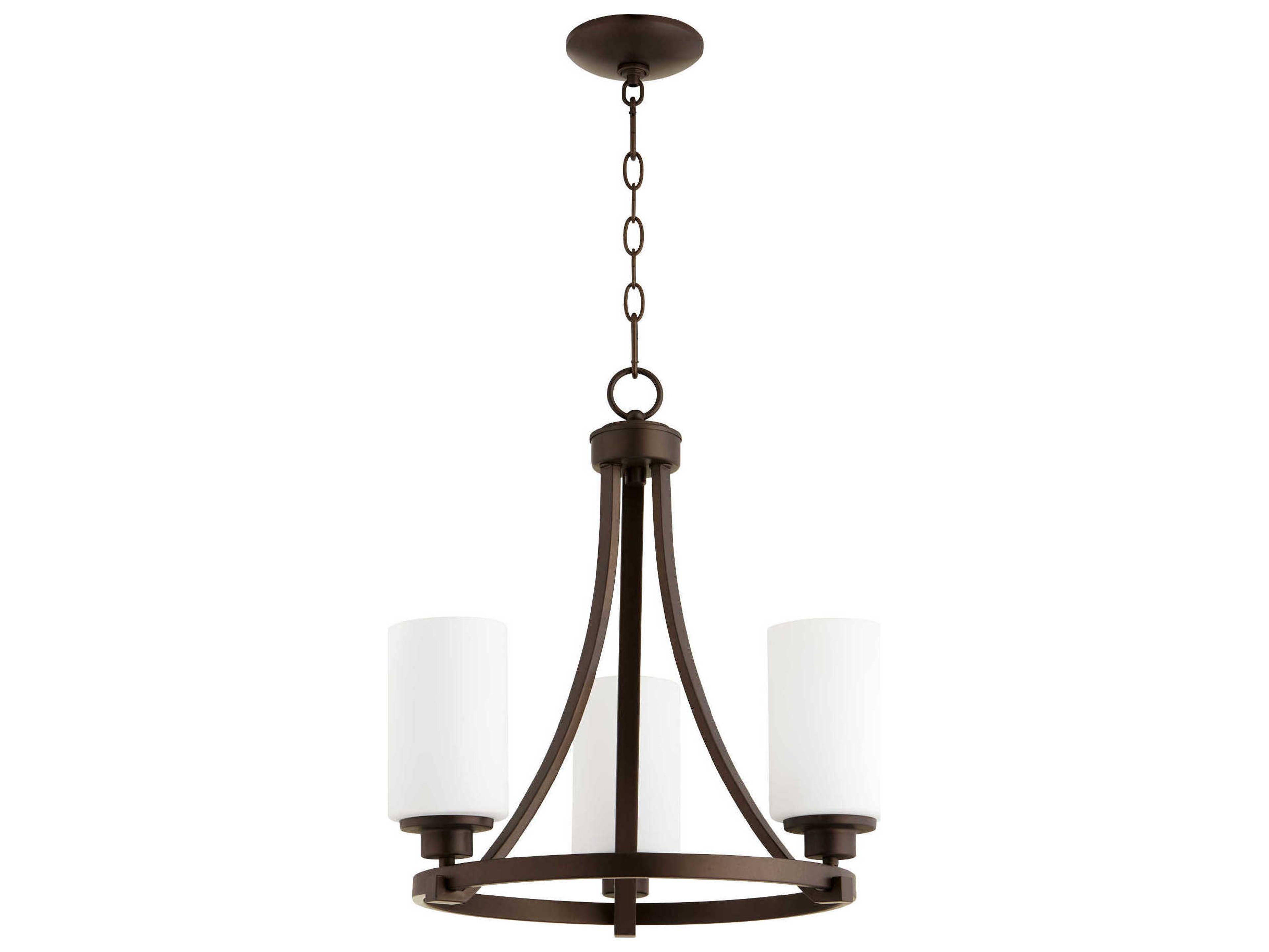 Quorum Lancaster 3-Light Oiled Bronze Glass Cylinder Chandelier