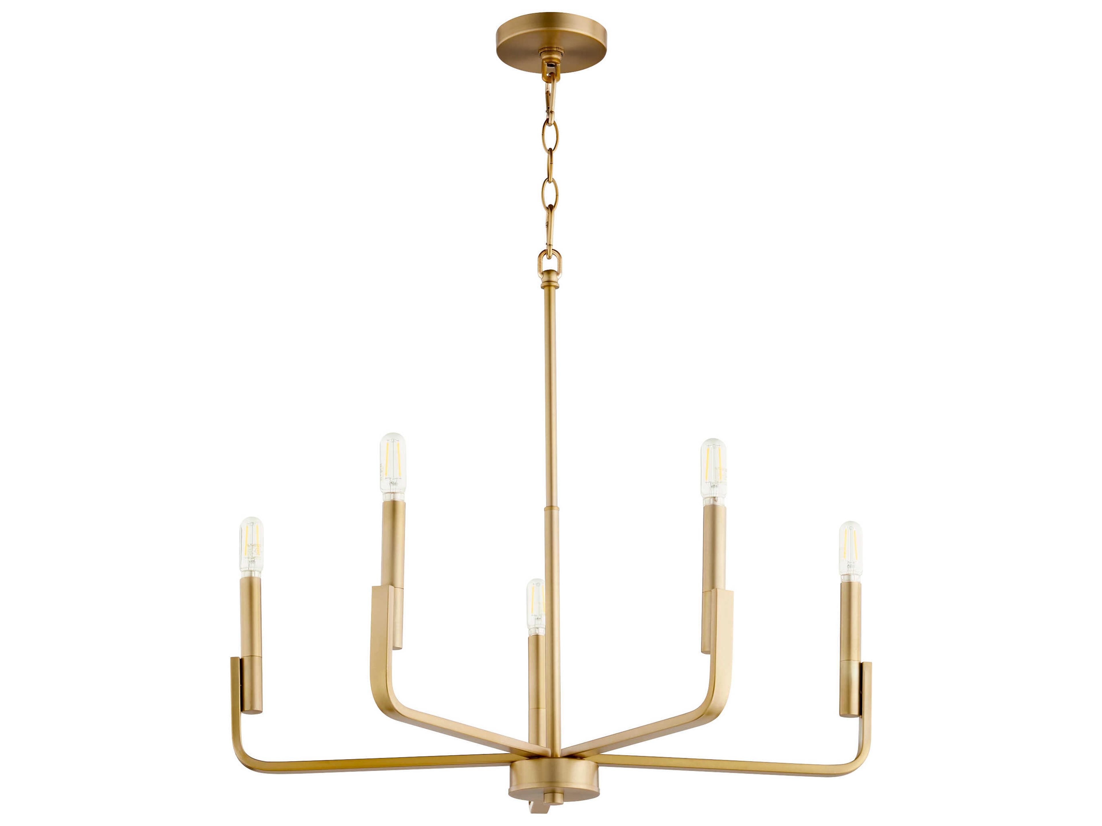 Quorum Tempo 6-Light Aged Brass Candelabra Chandelier