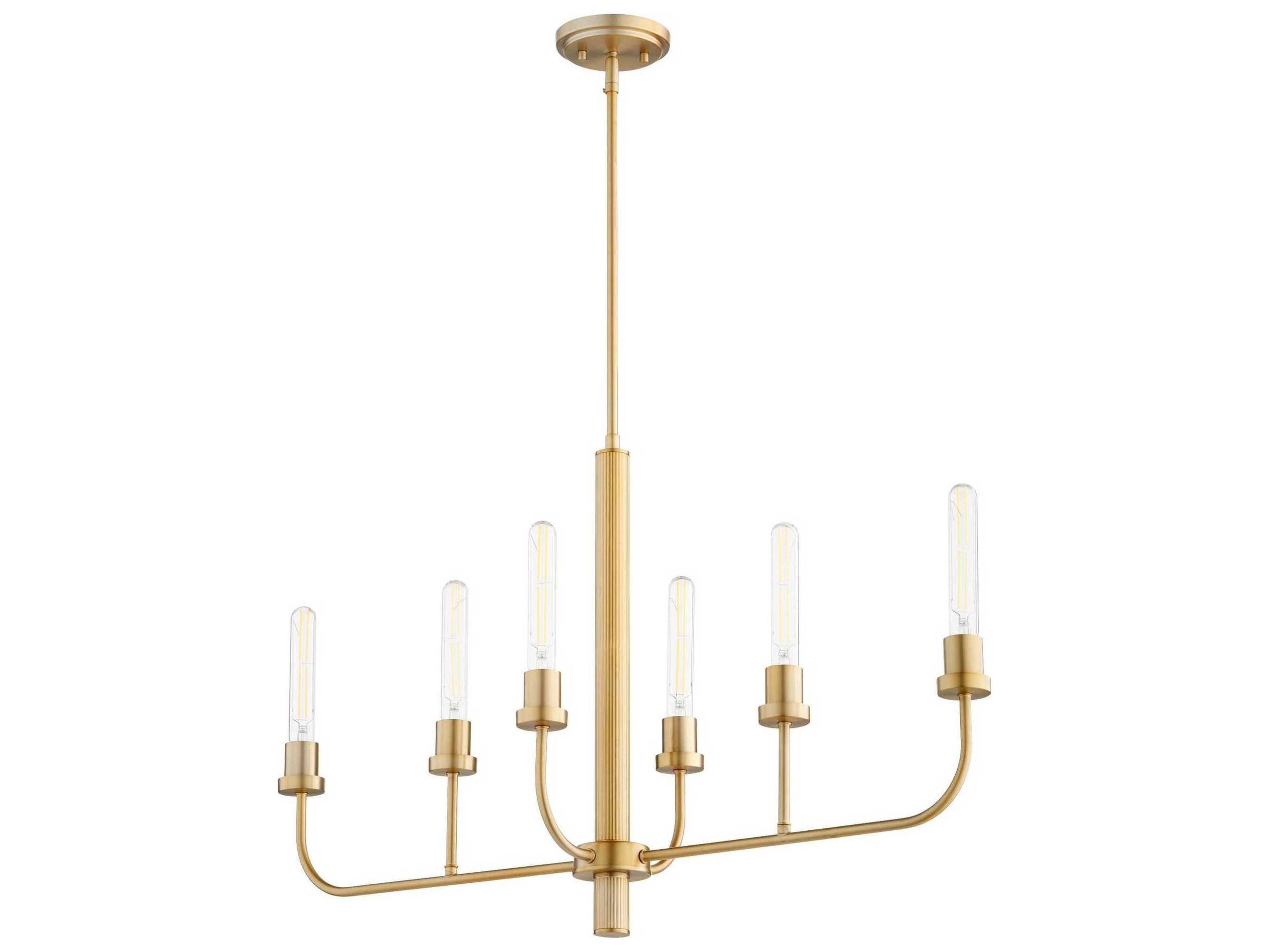 Quorum Sheridan 6-Light Aged Brass Linear Island Pendant