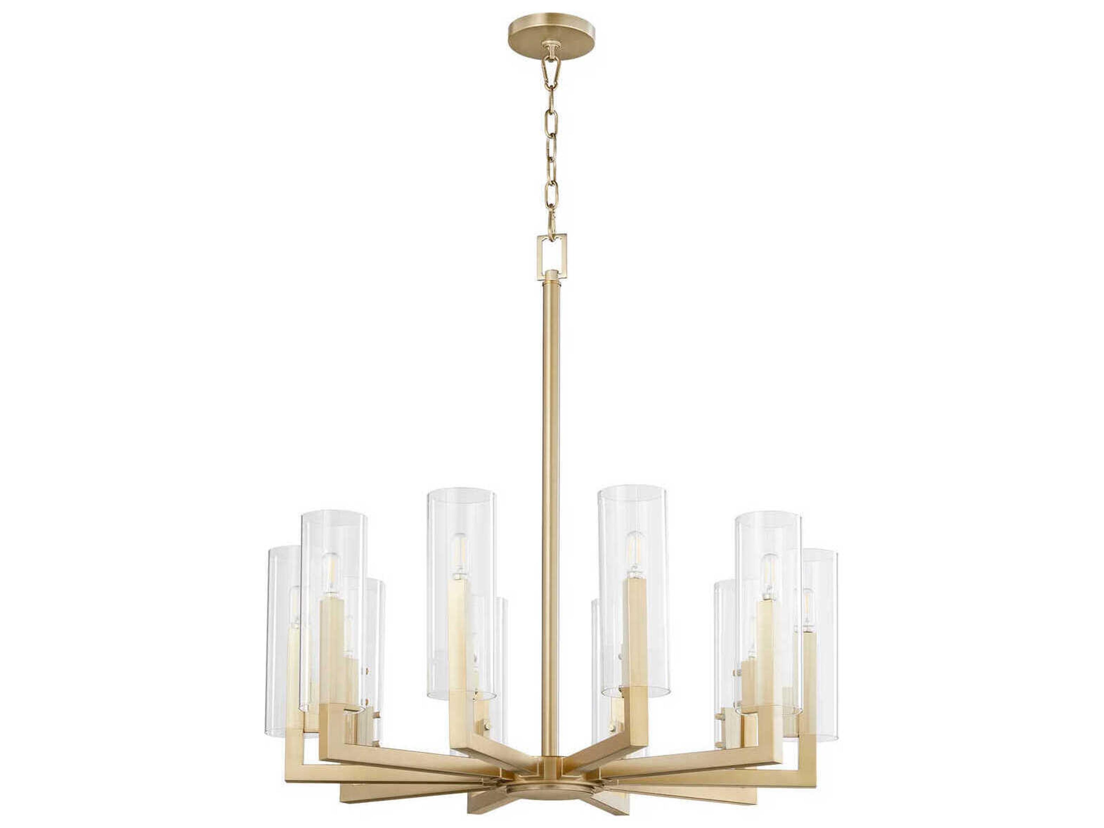 Quorum Harbin 10-Light Aged Brass Candelabra Cylinder Chandelier