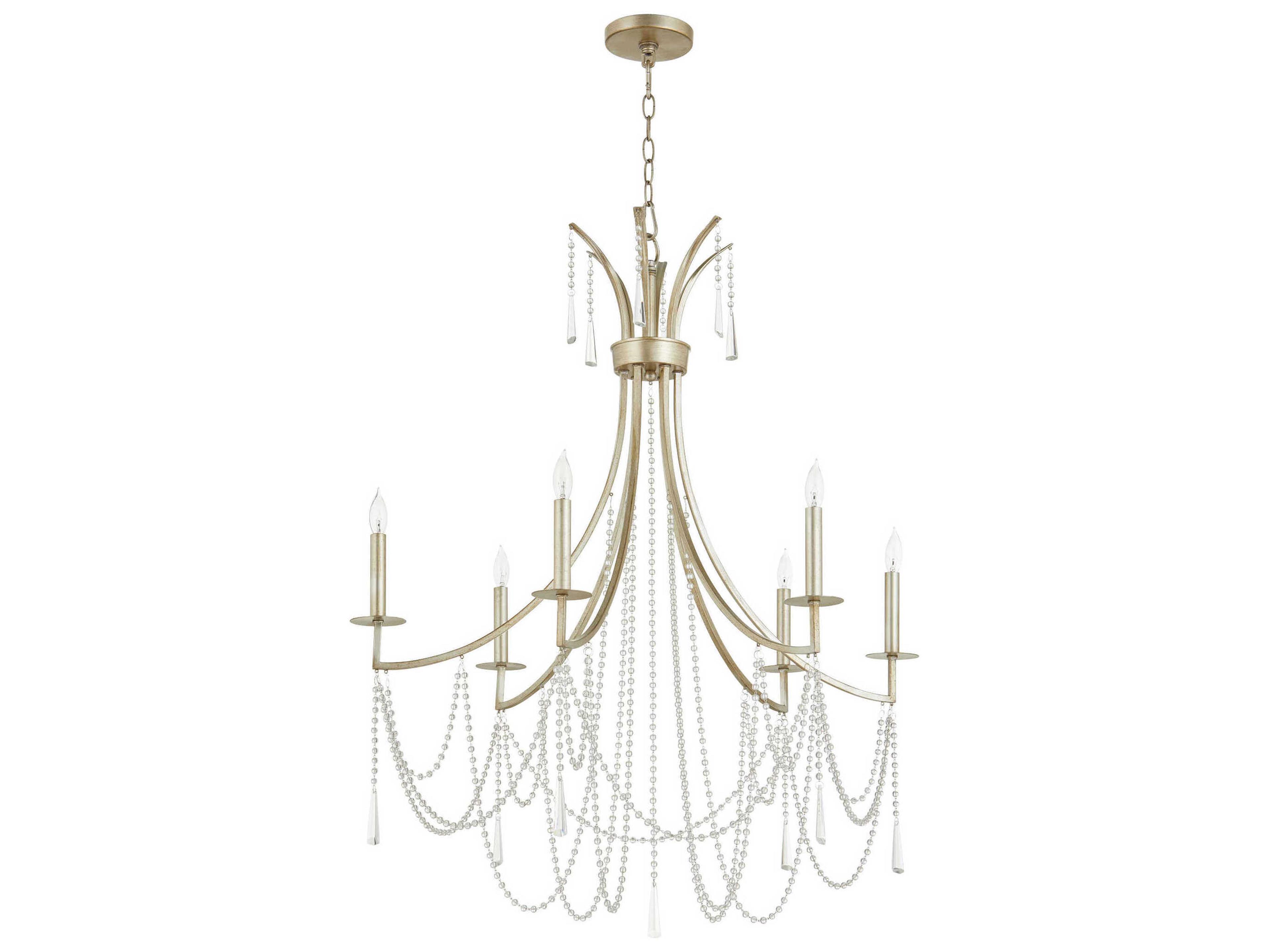 Quorum Malin 6-Light Antique Silver Candelabra Chandelier