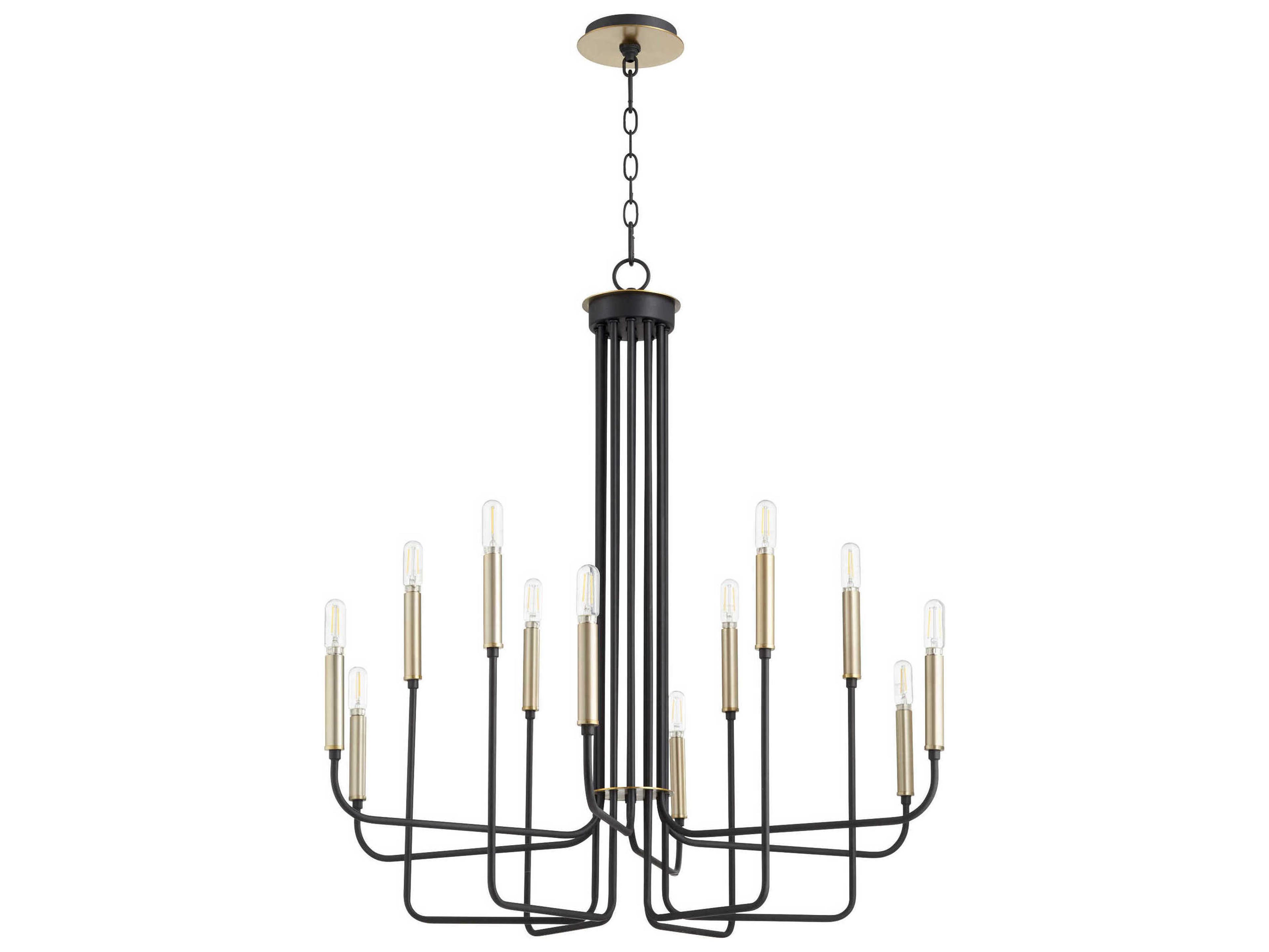 Quorum Hope 12-Light Noir With Aged Brass Black Candelabra Chandelier
