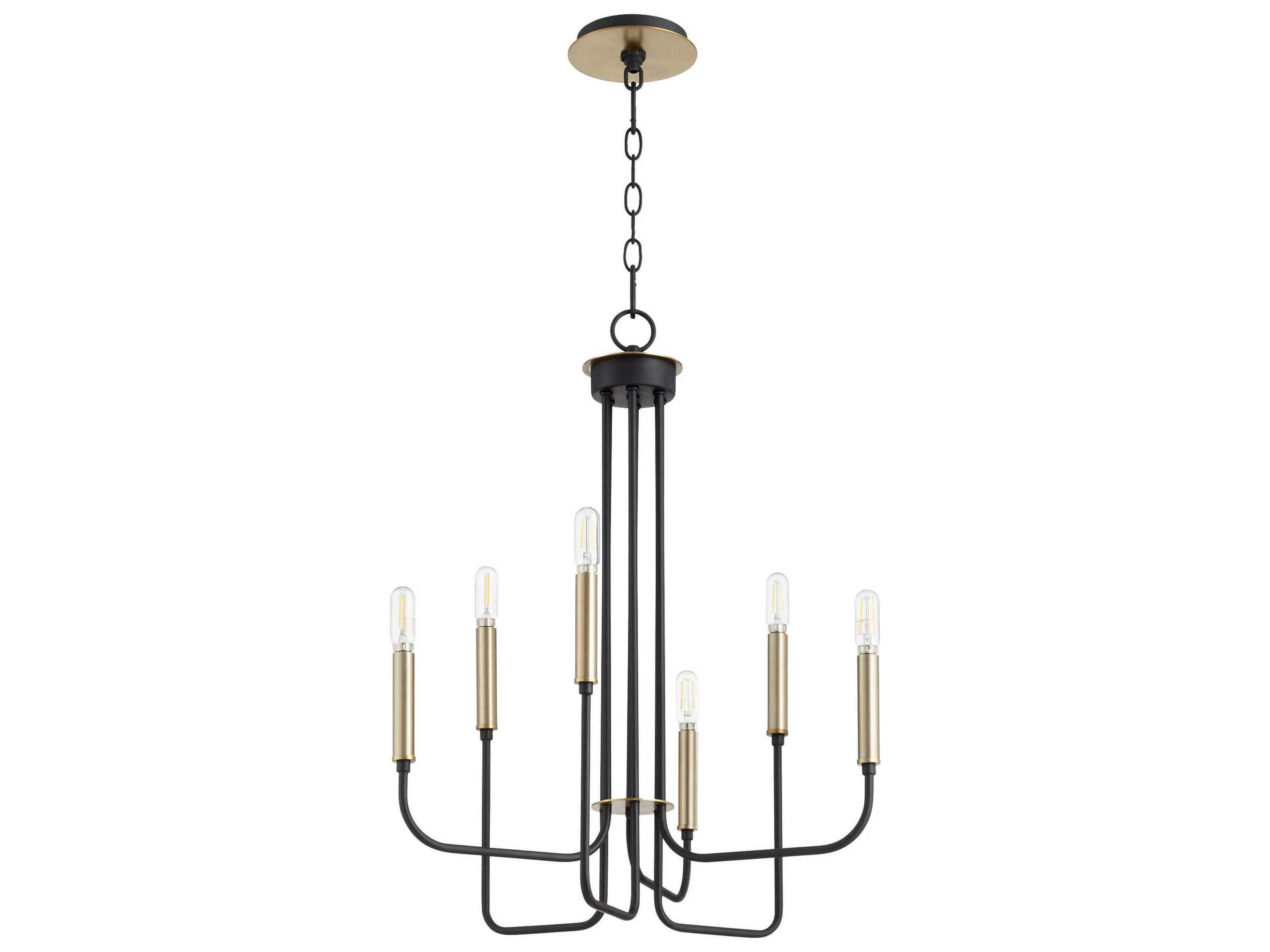 Quorum Hope 6-Light Noir With Aged Brass Black Candelabra Chandelier