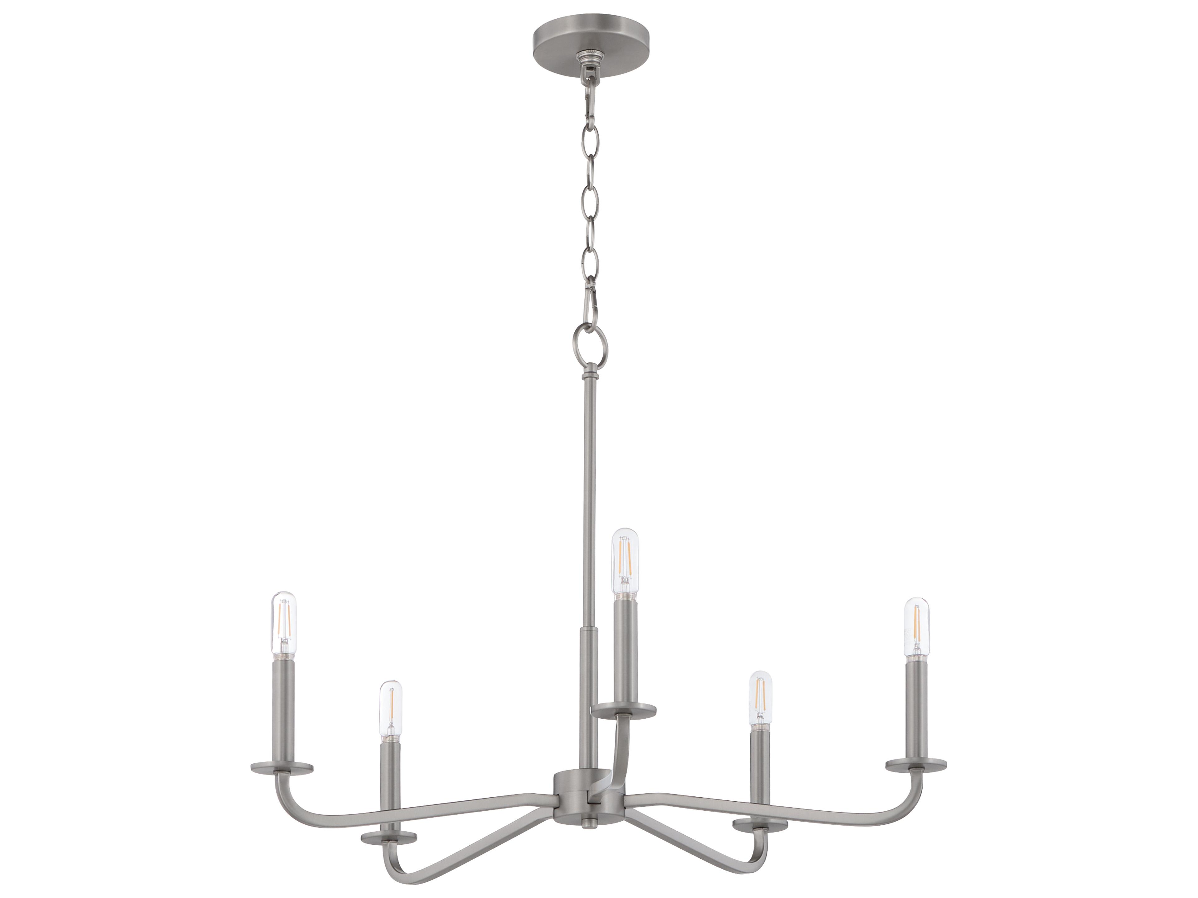 Quorum Rutherford 5-Light Satin Nickel Candelabra Chandelier