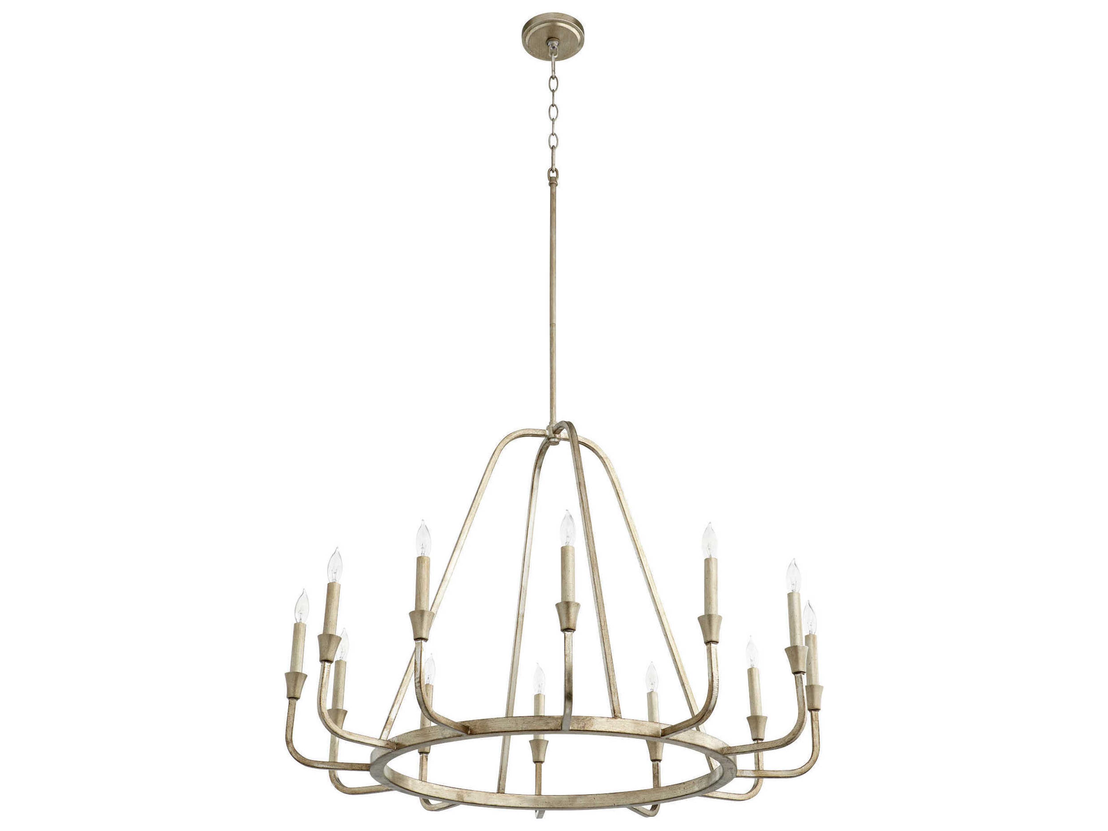 Quorum Marquee 12-Light Aged Silver Leaf Candelabra Round Chandelier
