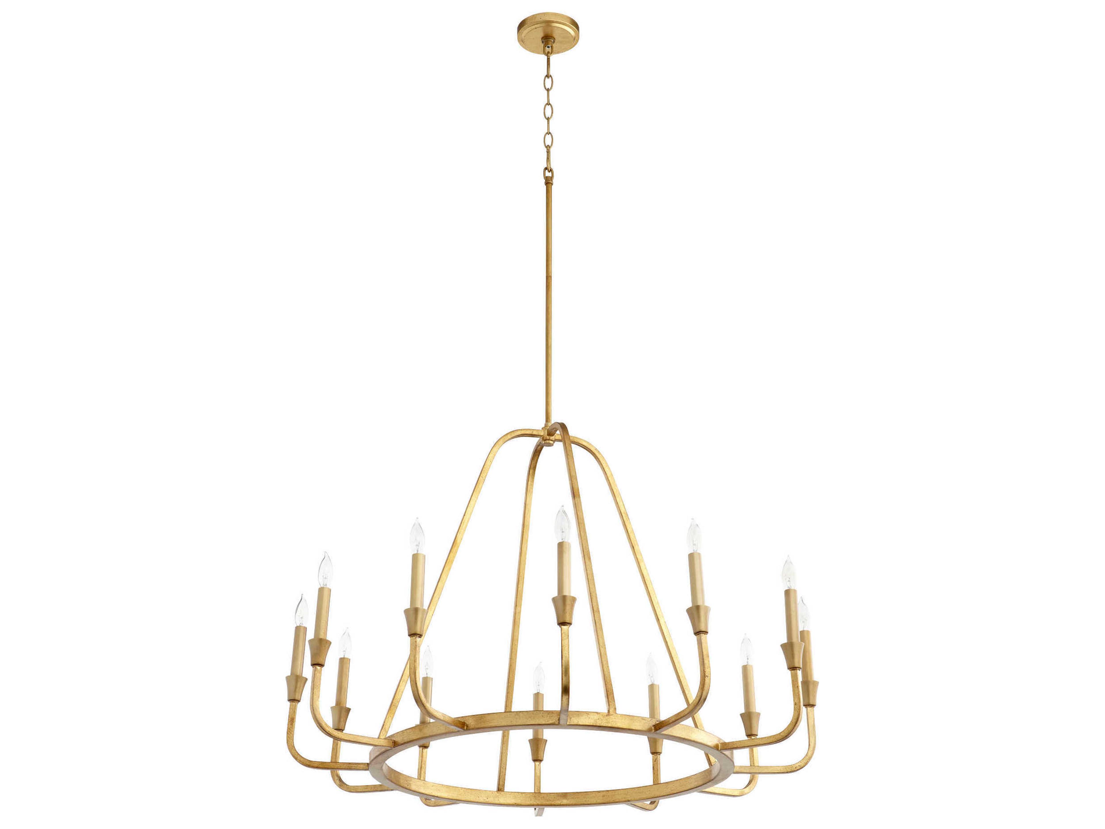 Quorum Marquee 12-Light Gold Leaf Candelabra Chandelier