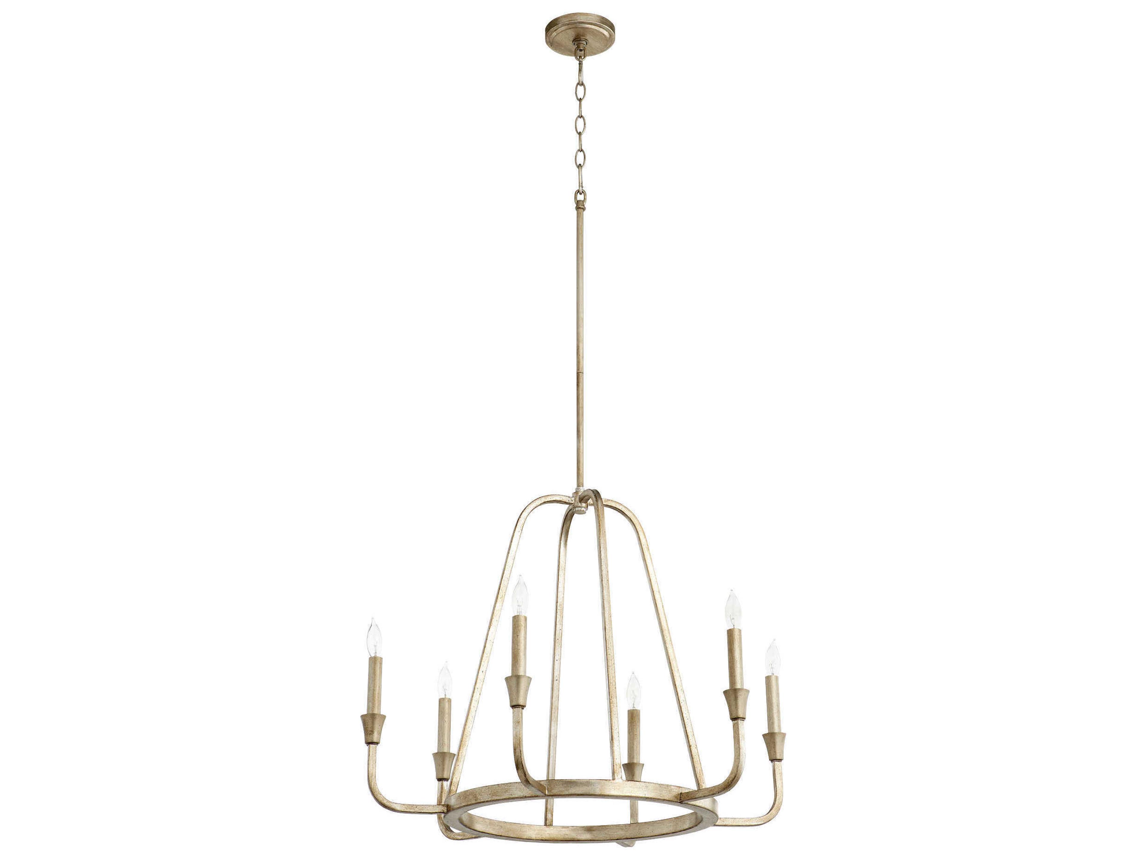Quorum Marquee 6-Light Aged Silver Leaf Candelabra Round Chandelier