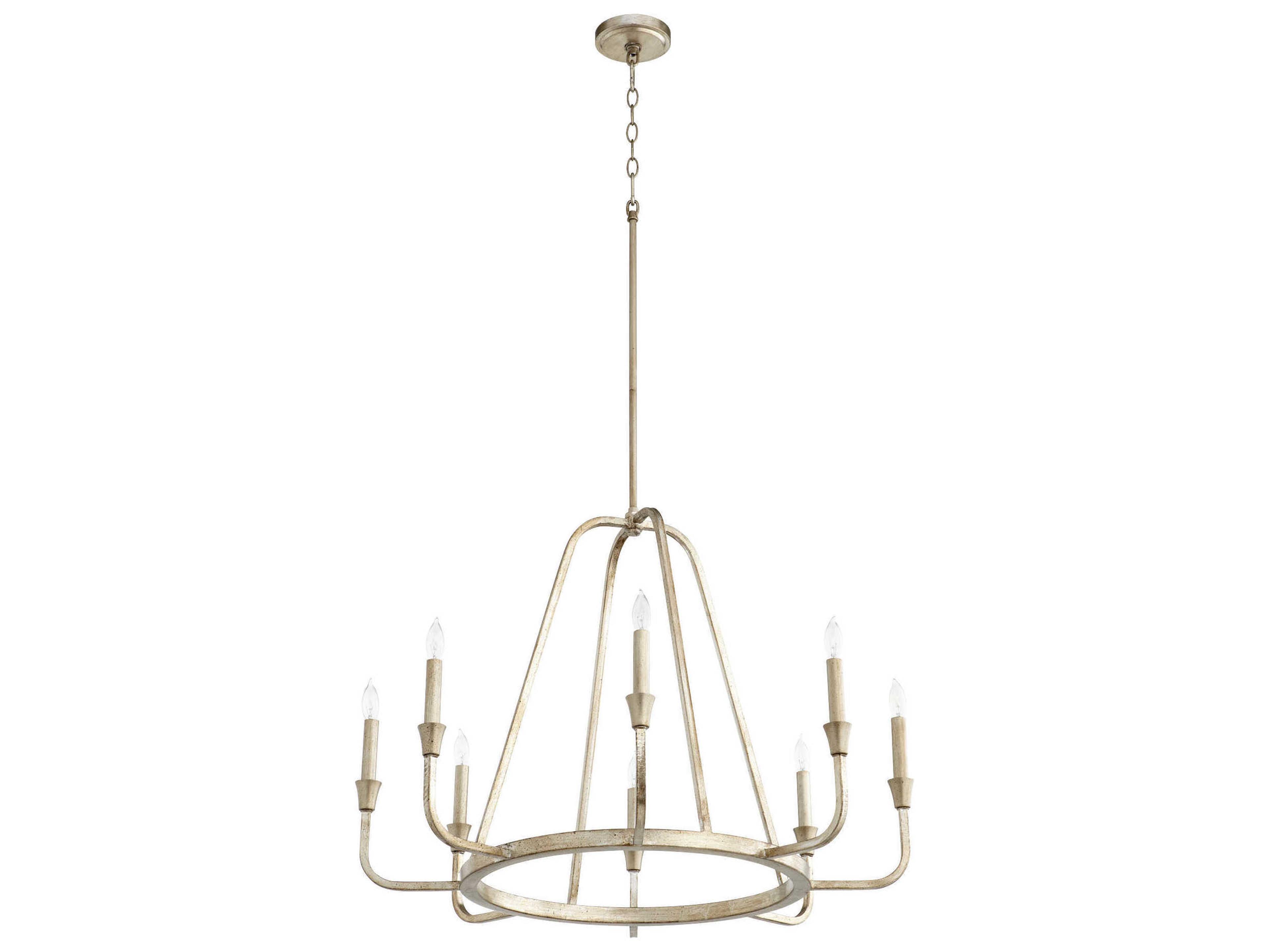 Quorum Marquee 8-Light Aged Silver Leaf Candelabra Round Chandelier