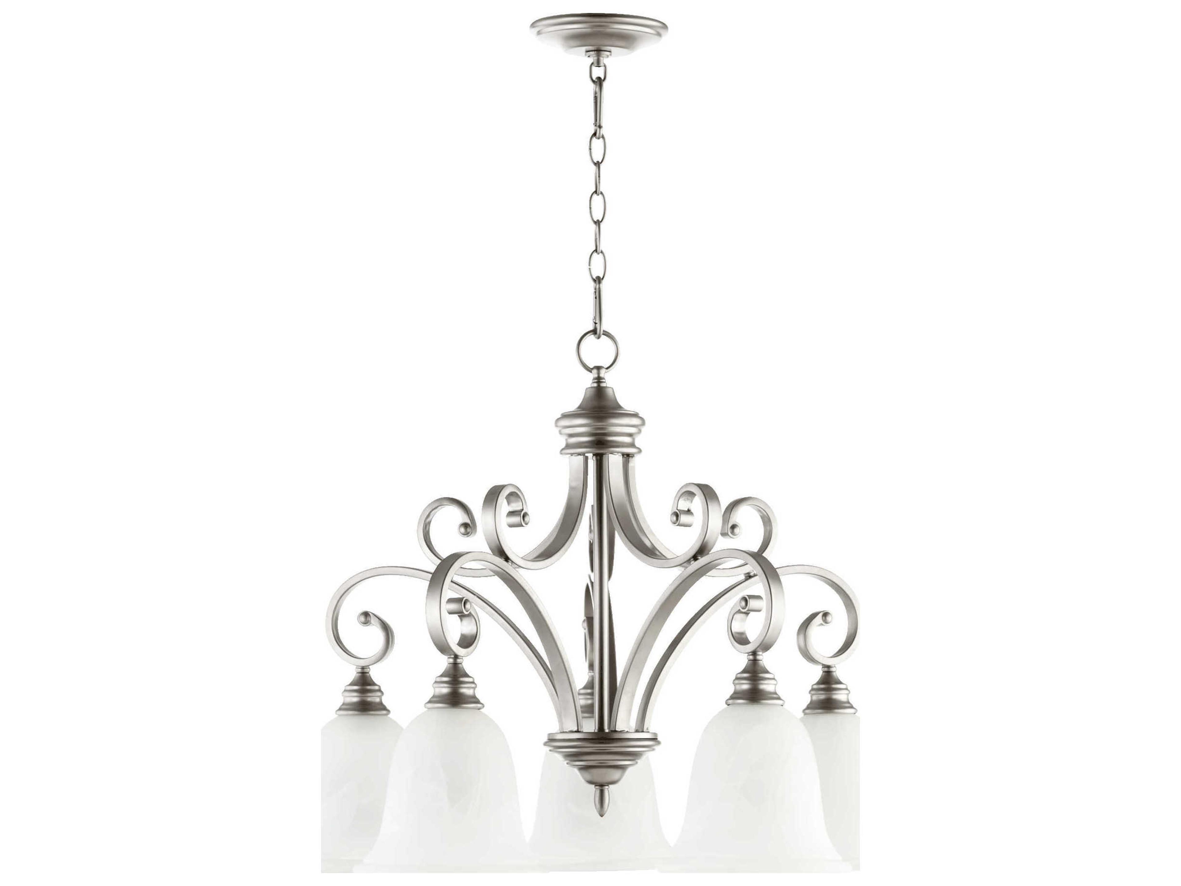 Quorum Bryant 5-Light Classic Nickel Glass Bell Chandelier