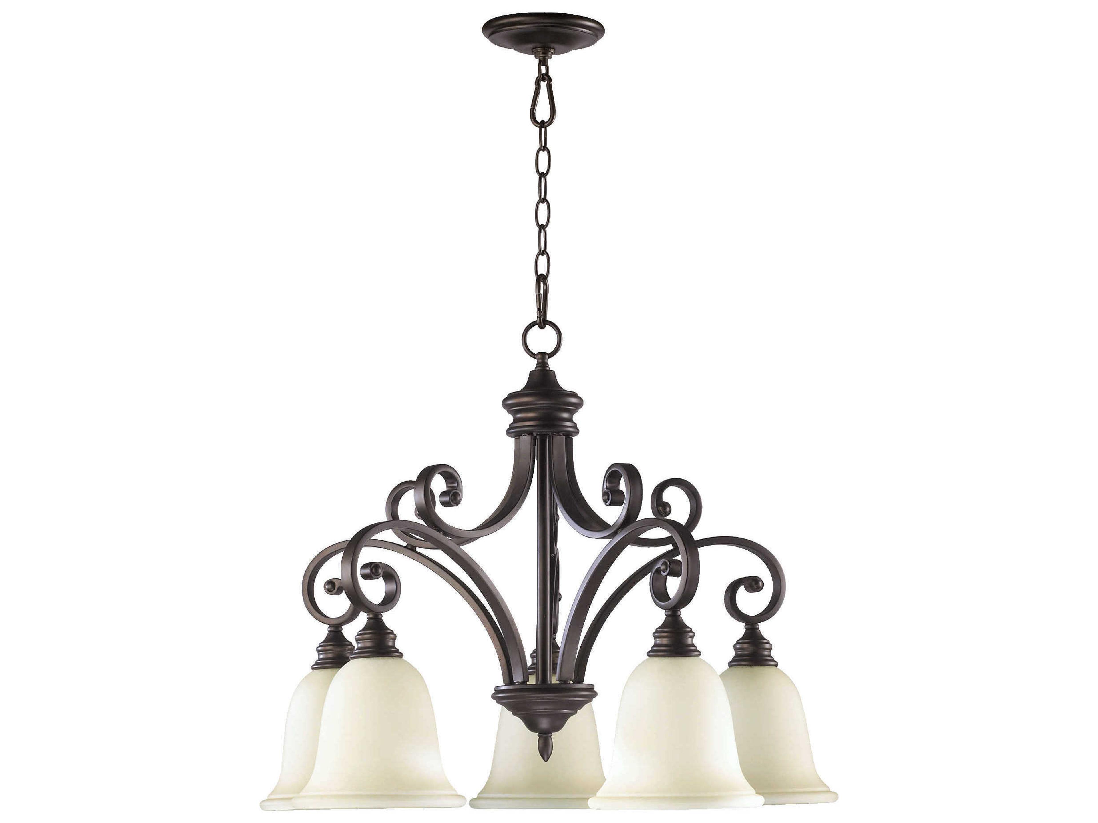 Quorum Bryant 5-Light Oiled Bronze Glass Bell Chandelier