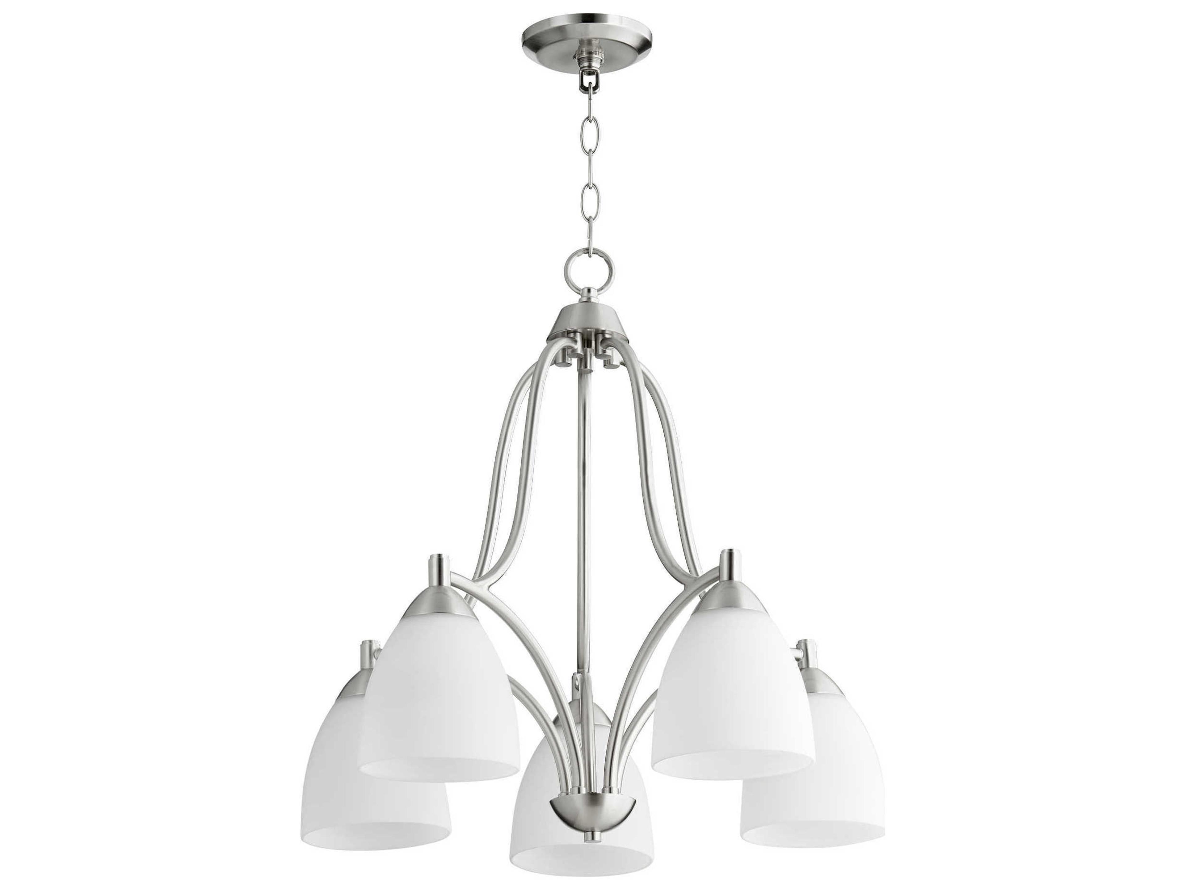 Quorum Barkley 5-Light Satin Nickel Glass Bell Chandelier