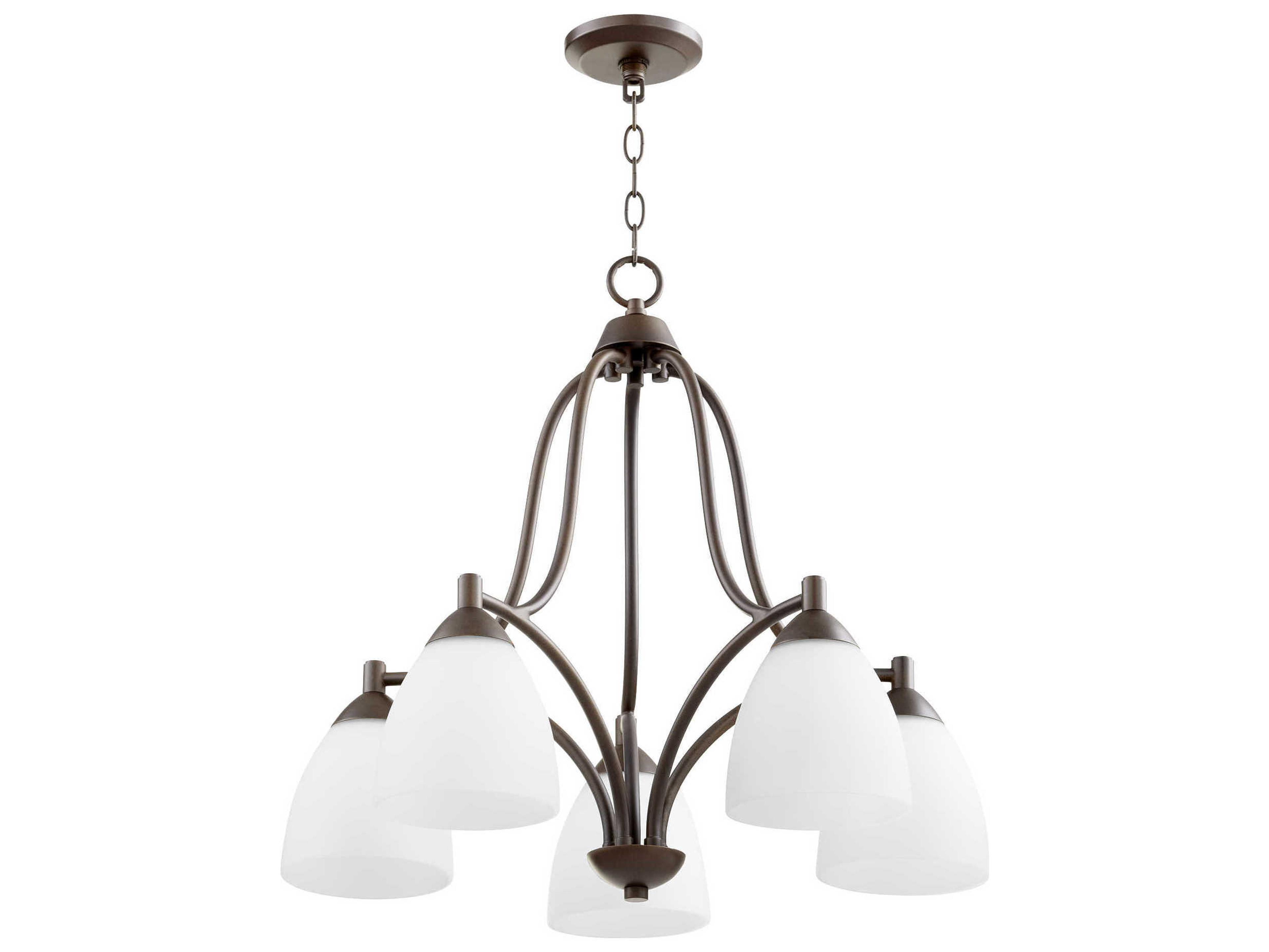 Quorum Barkley 5-Light Oiled Bronze Glass Bell Chandelier