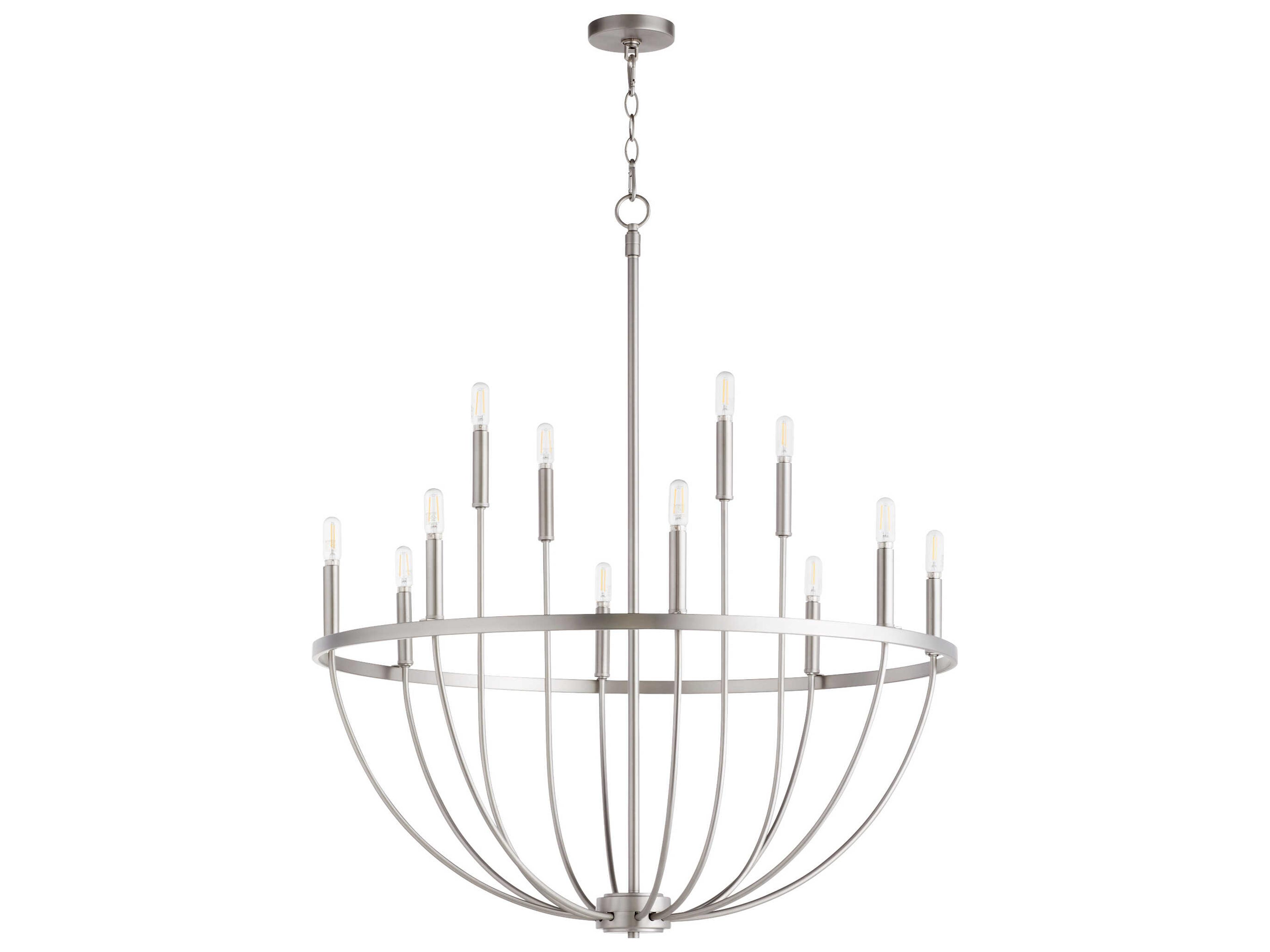 Quorum Tribute 12-Light Satin Nickel Glass Candelabra Chandelier