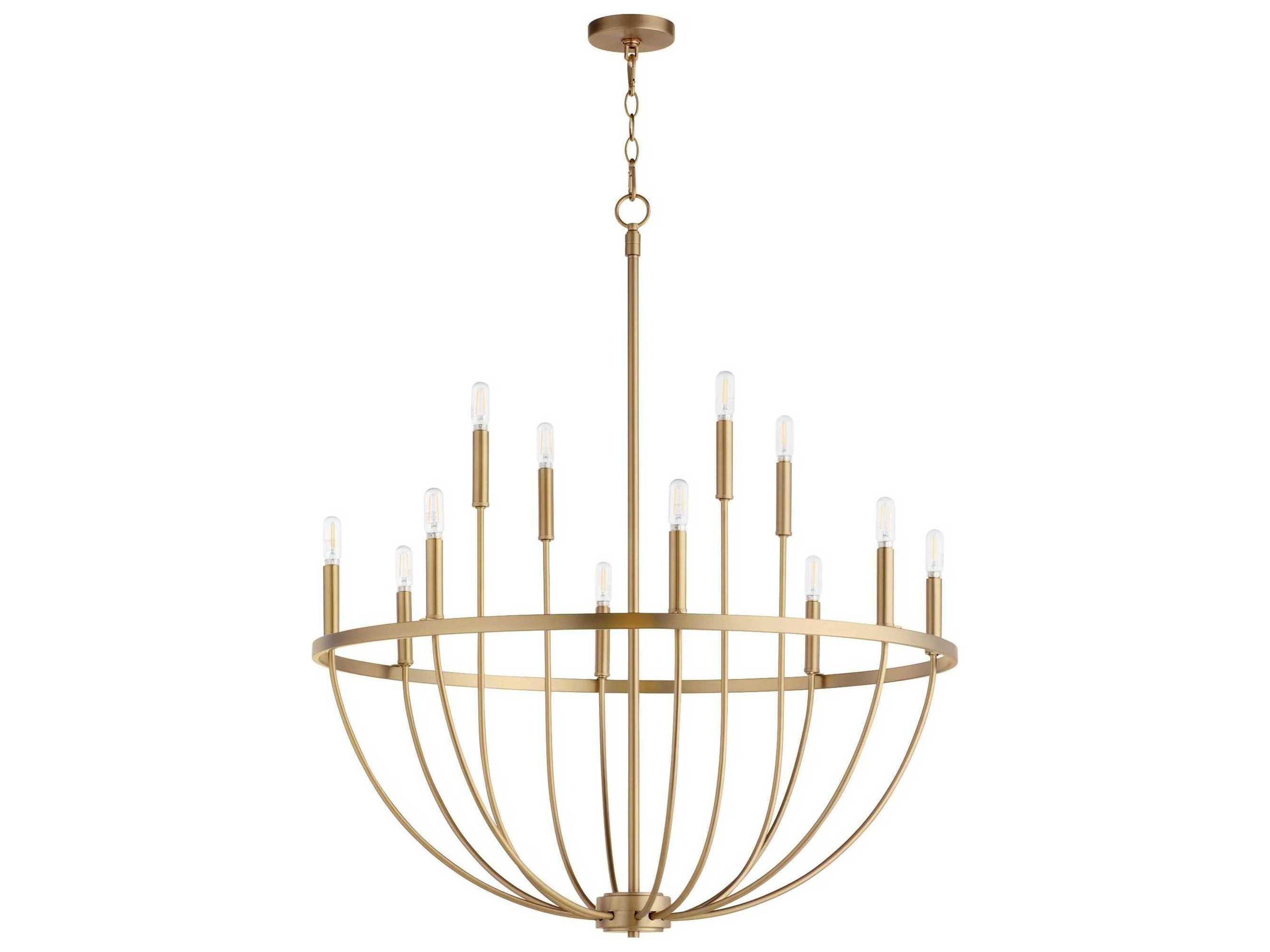 Quorum Tribute 12-Light Aged Brass Candelabra Chandelier