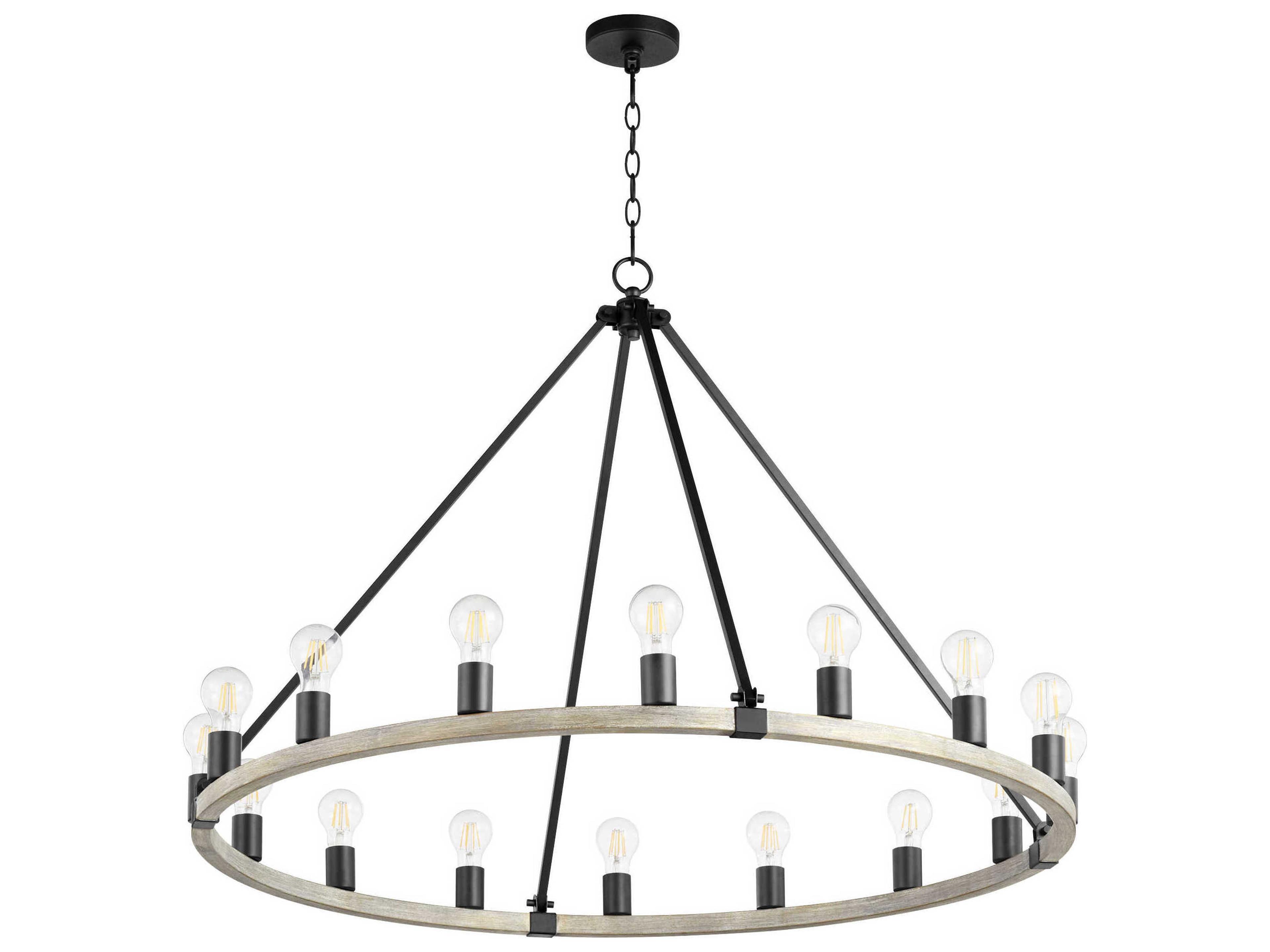 Quorum Paxton 16-Light6-Light Noir With Weathered Oak Black Round Chandelier