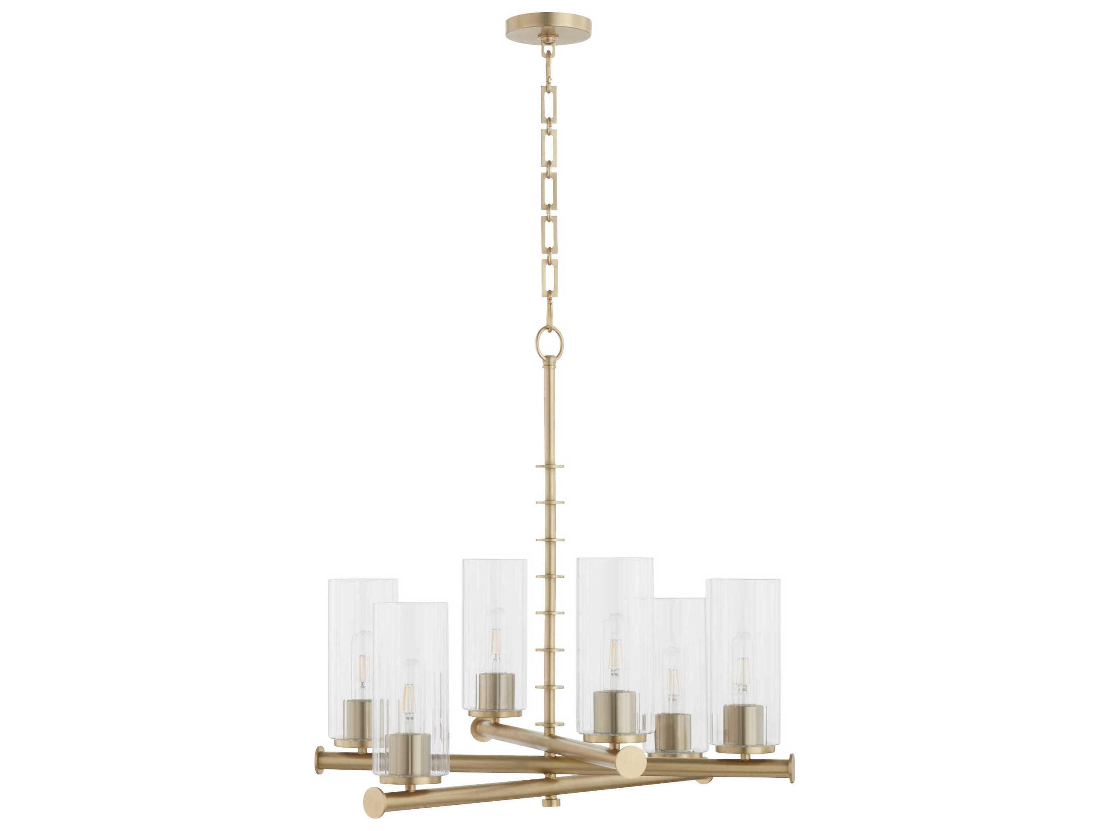 Quorum Mercier 6-Light Aged Brass Cylinder Chandelier