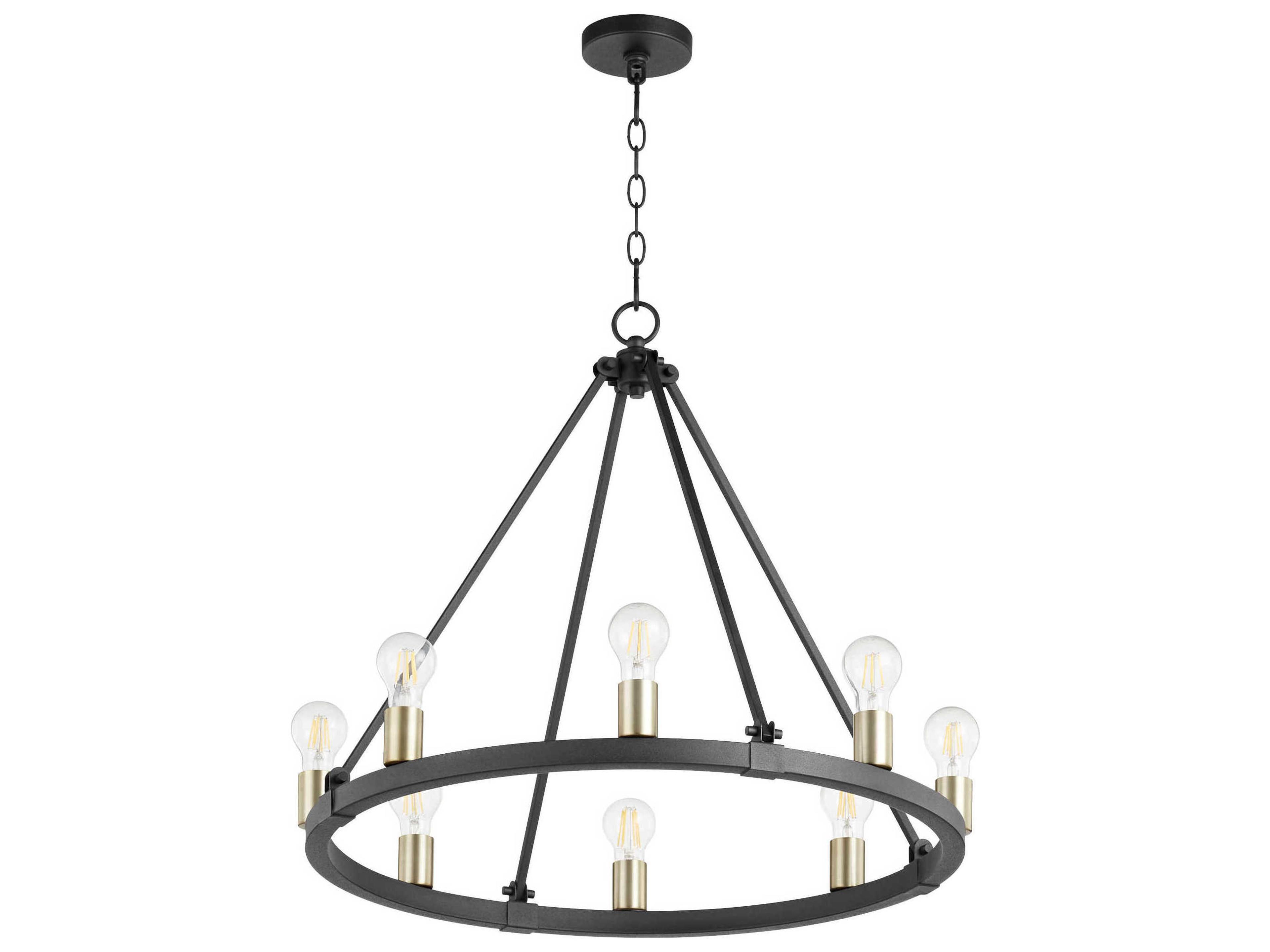 Quorum Paxton 8-Light Noir With Aged Brass Black Round Chandelier