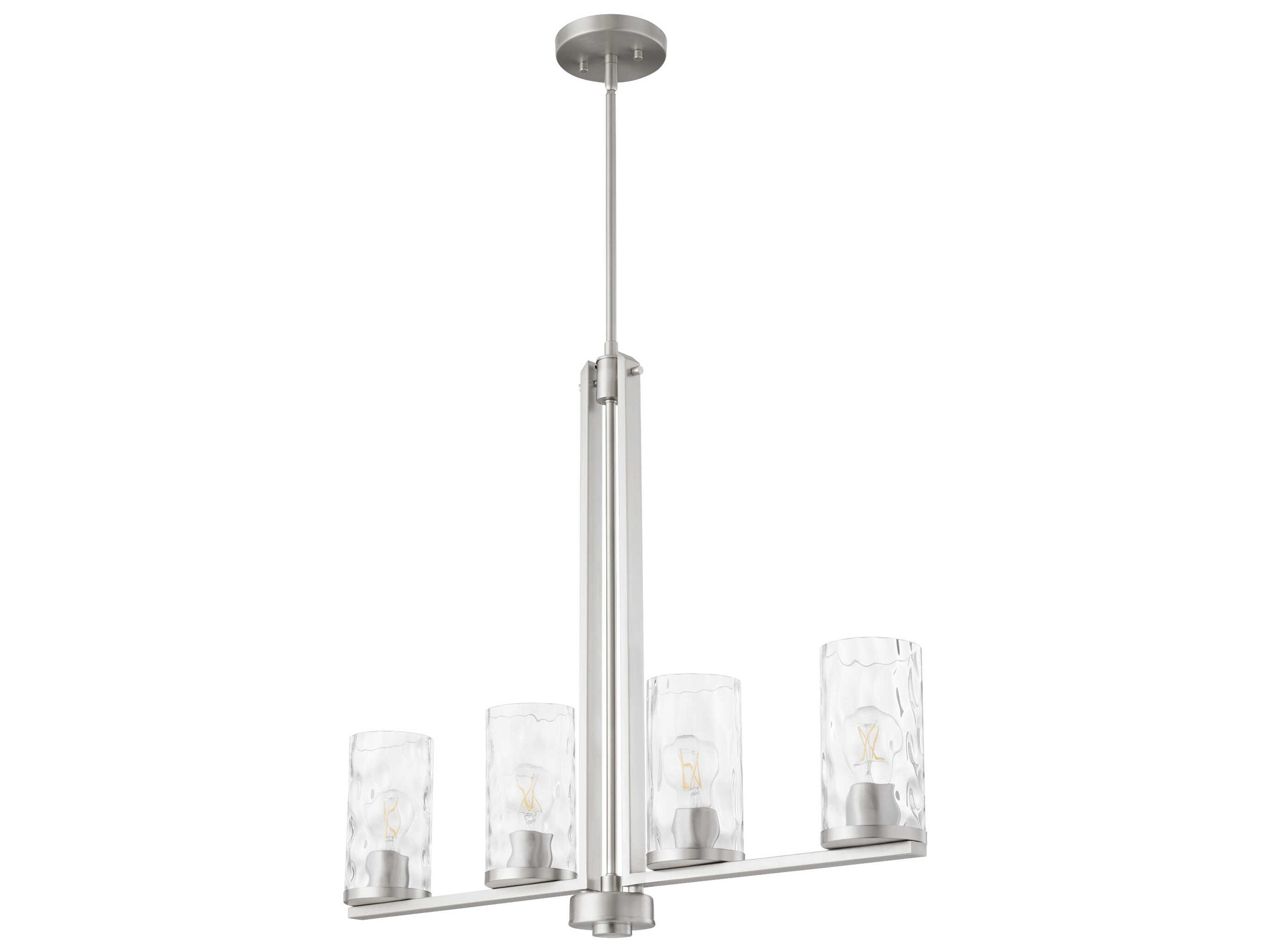 Quorum Steinway 4-Light Satin Nickel Glass Cylinder Linear Island Pendant