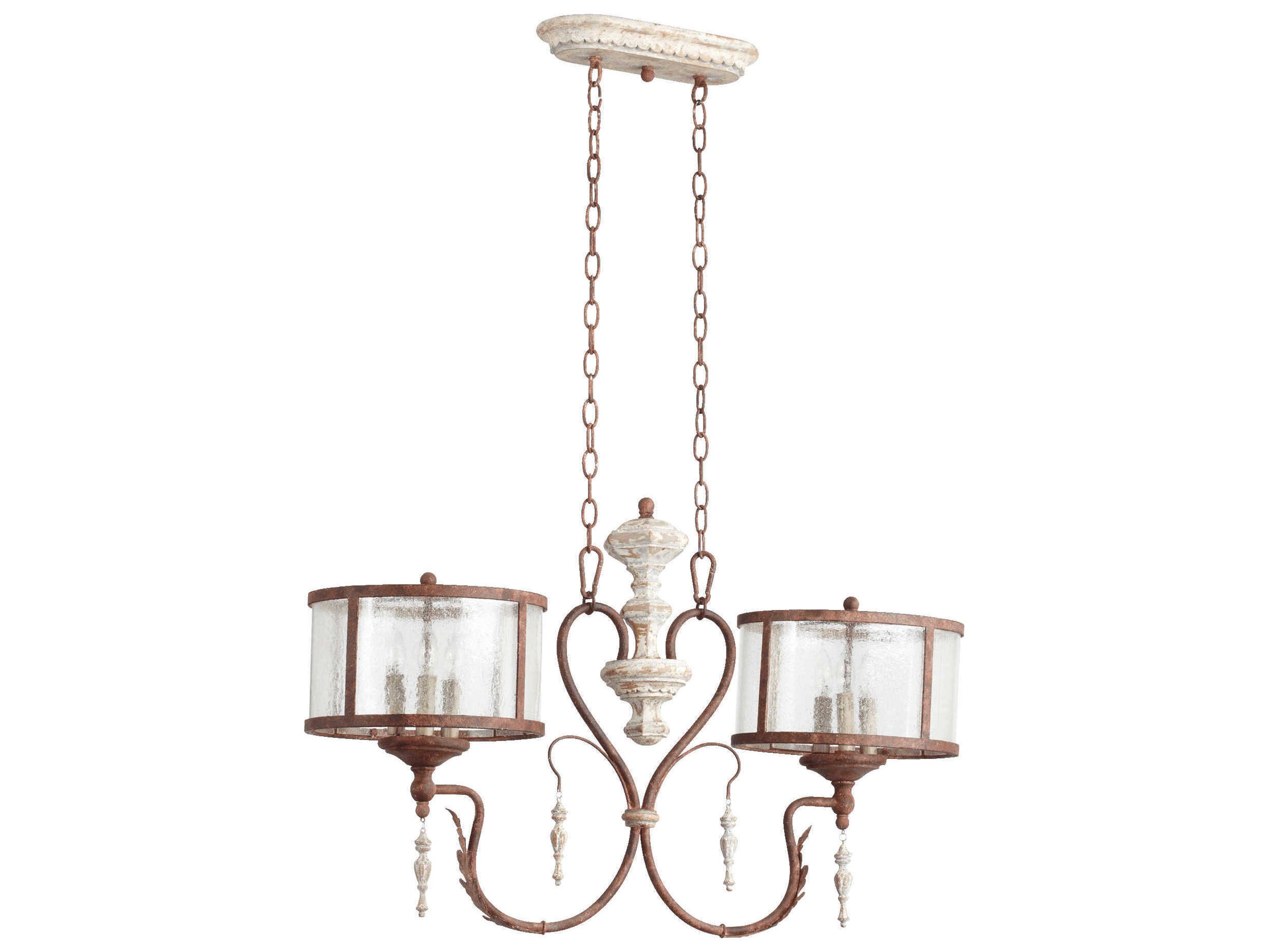 Quorum La Maison 6-Light Manchester Grey With Rust Accents Glass Drum Island Pendant