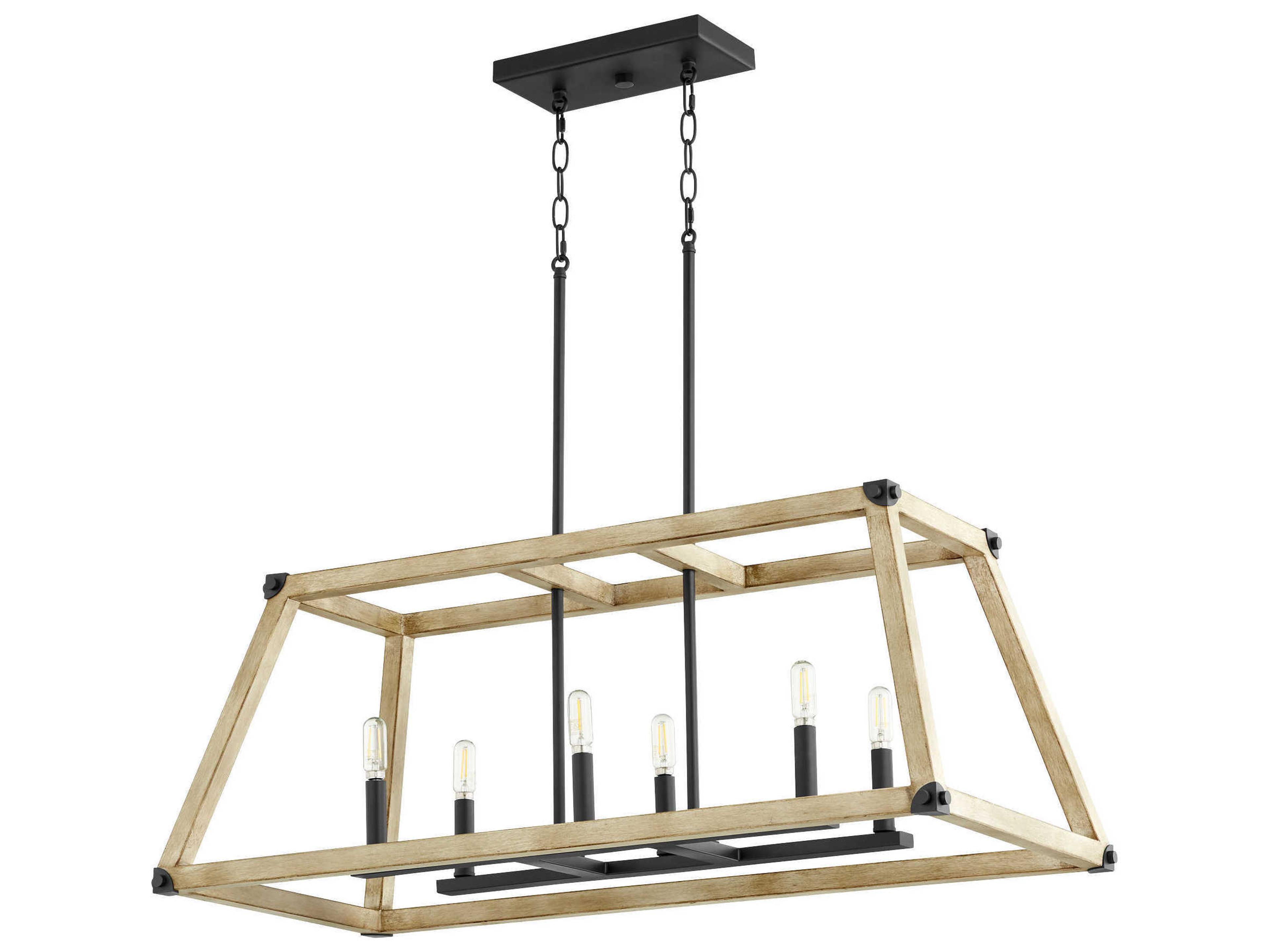 Quorum Alpine 6-Light Noir Driftwood Black Geometric Island Pendant