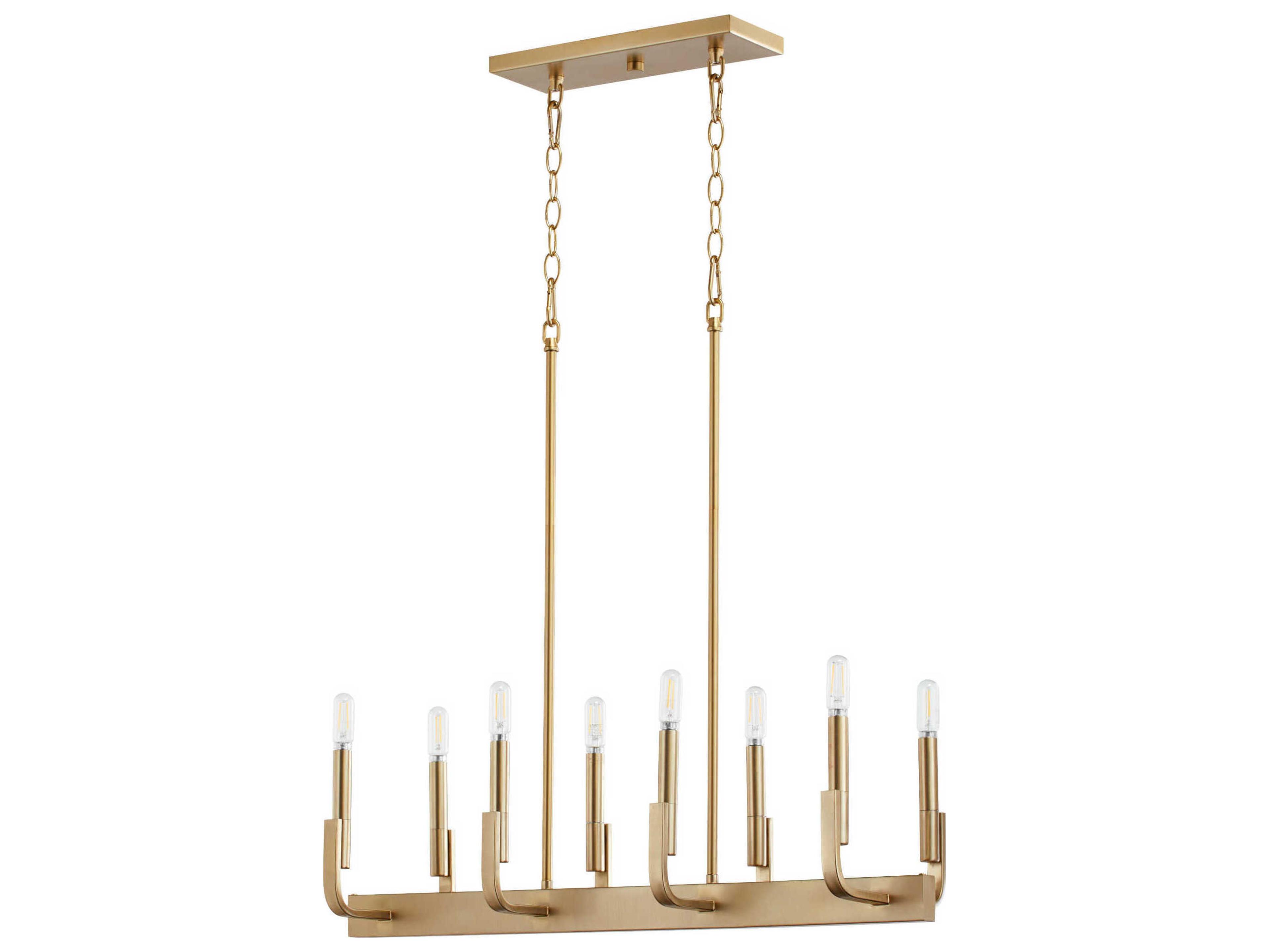 Quorum Tempo 8-Light Aged Brass Linear Island Pendant