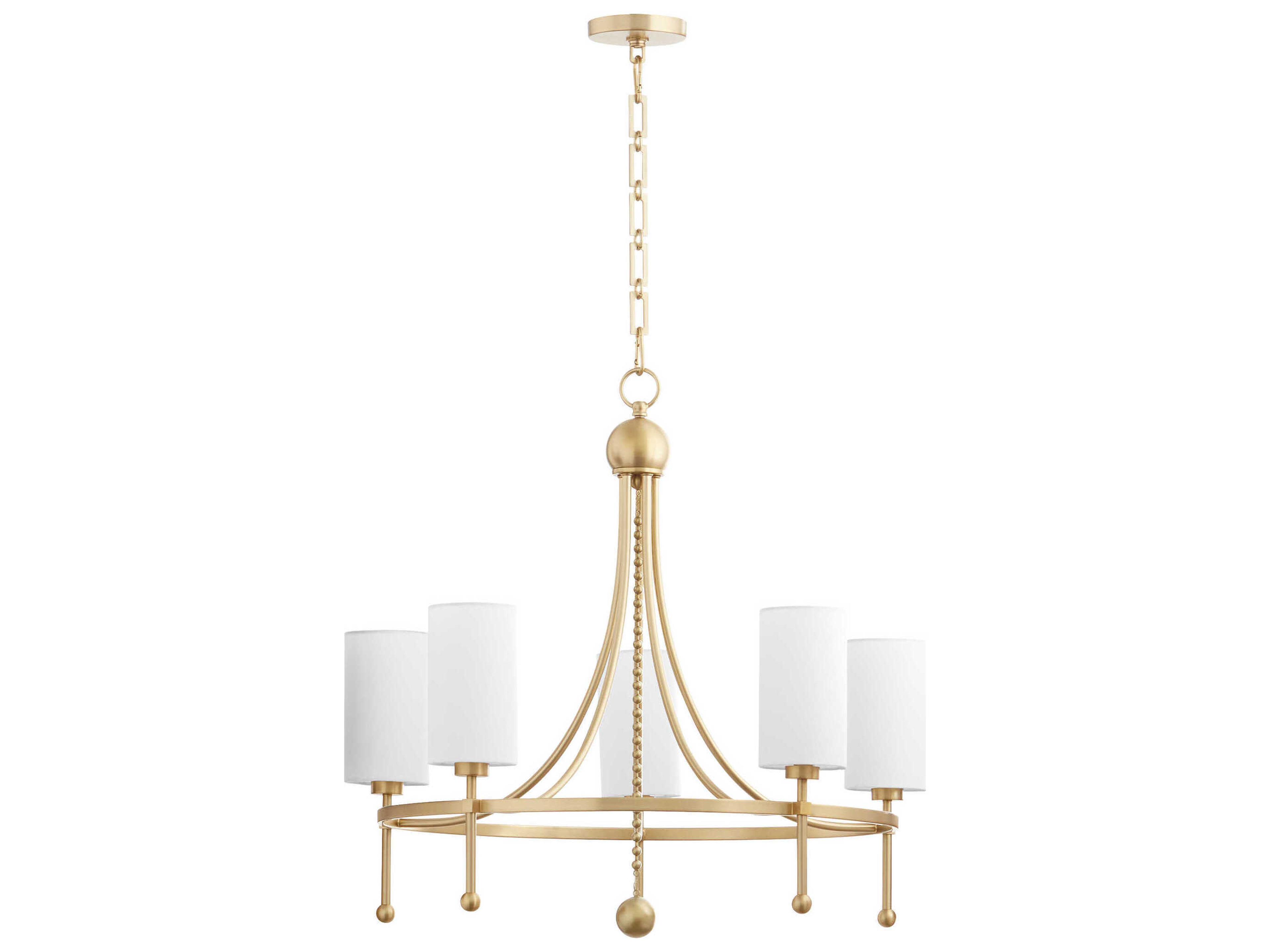 Quorum Lee Boulevard 5-Light Aged Brass Cylinder Chandelier