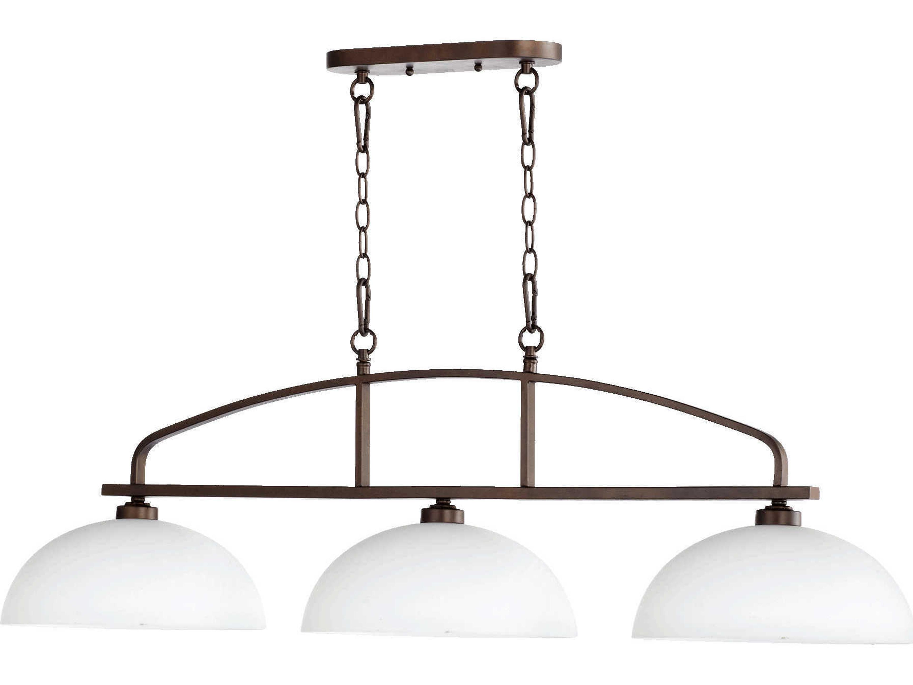 Quorum Reyes 3-Light Oiled Bronze Glass Bowl Island Pendant