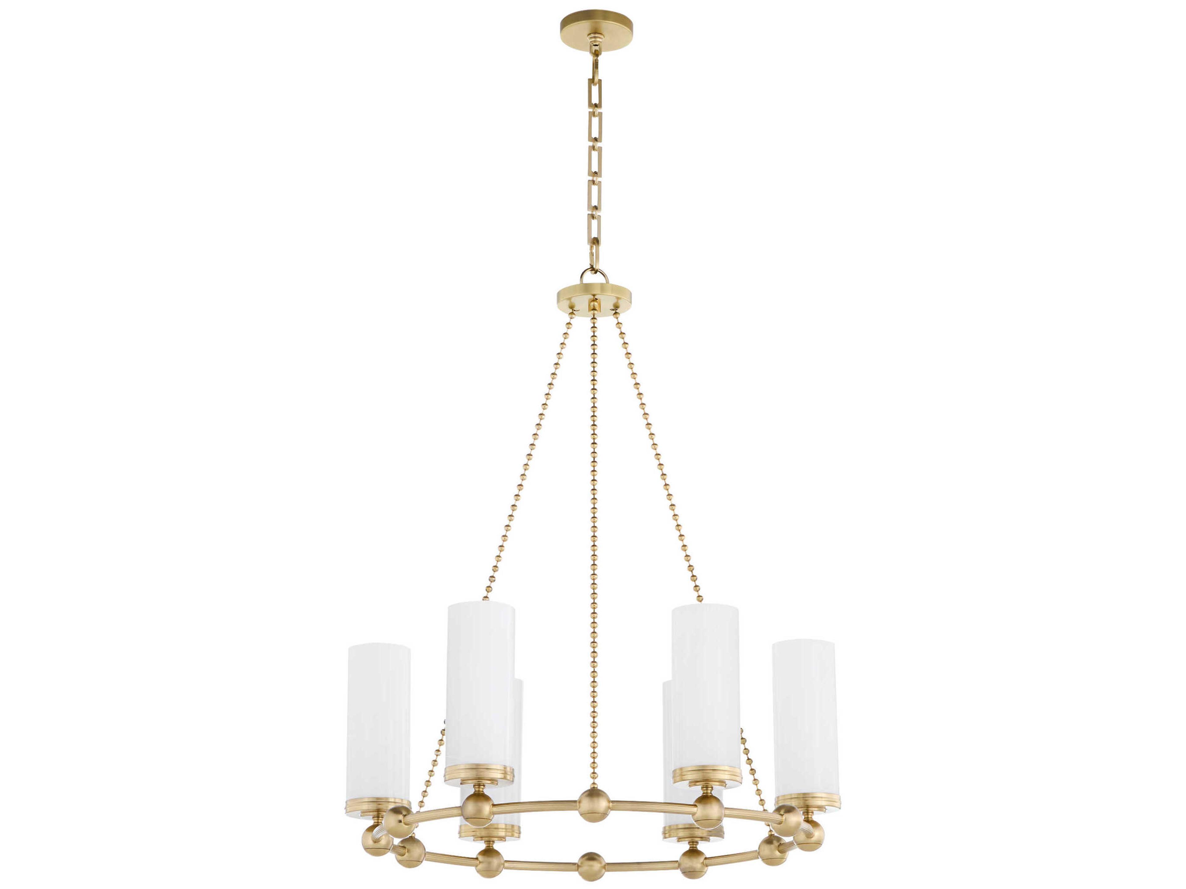 Quorum Lee Boulevard 6-Light Aged Brass Cylinder Chandelier