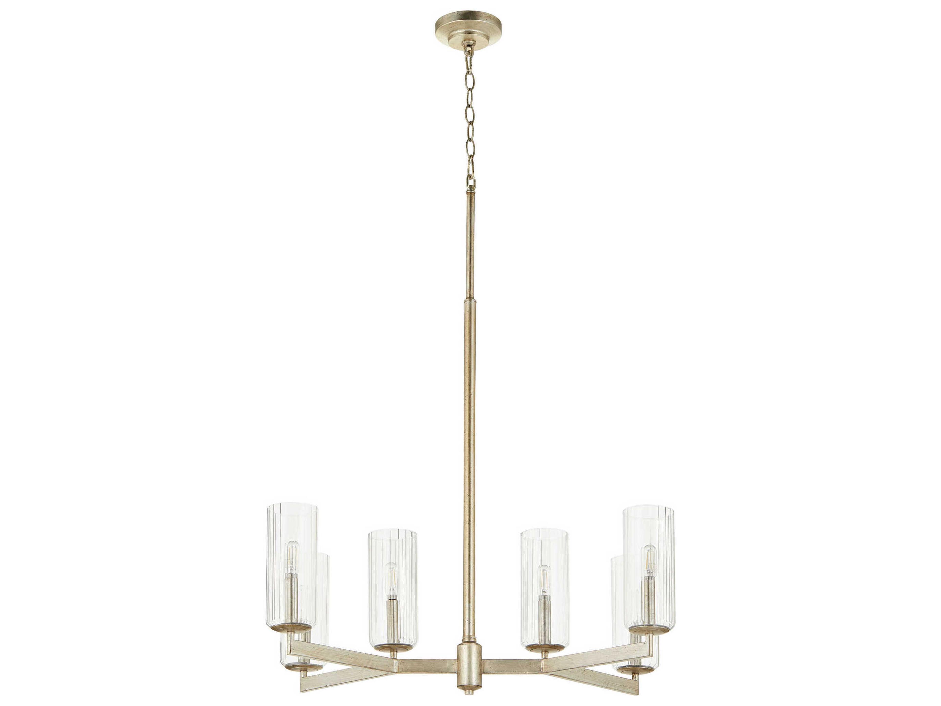 Quorum Merrick 6-Light Aged Silver Leaf Cylinder Chandelier