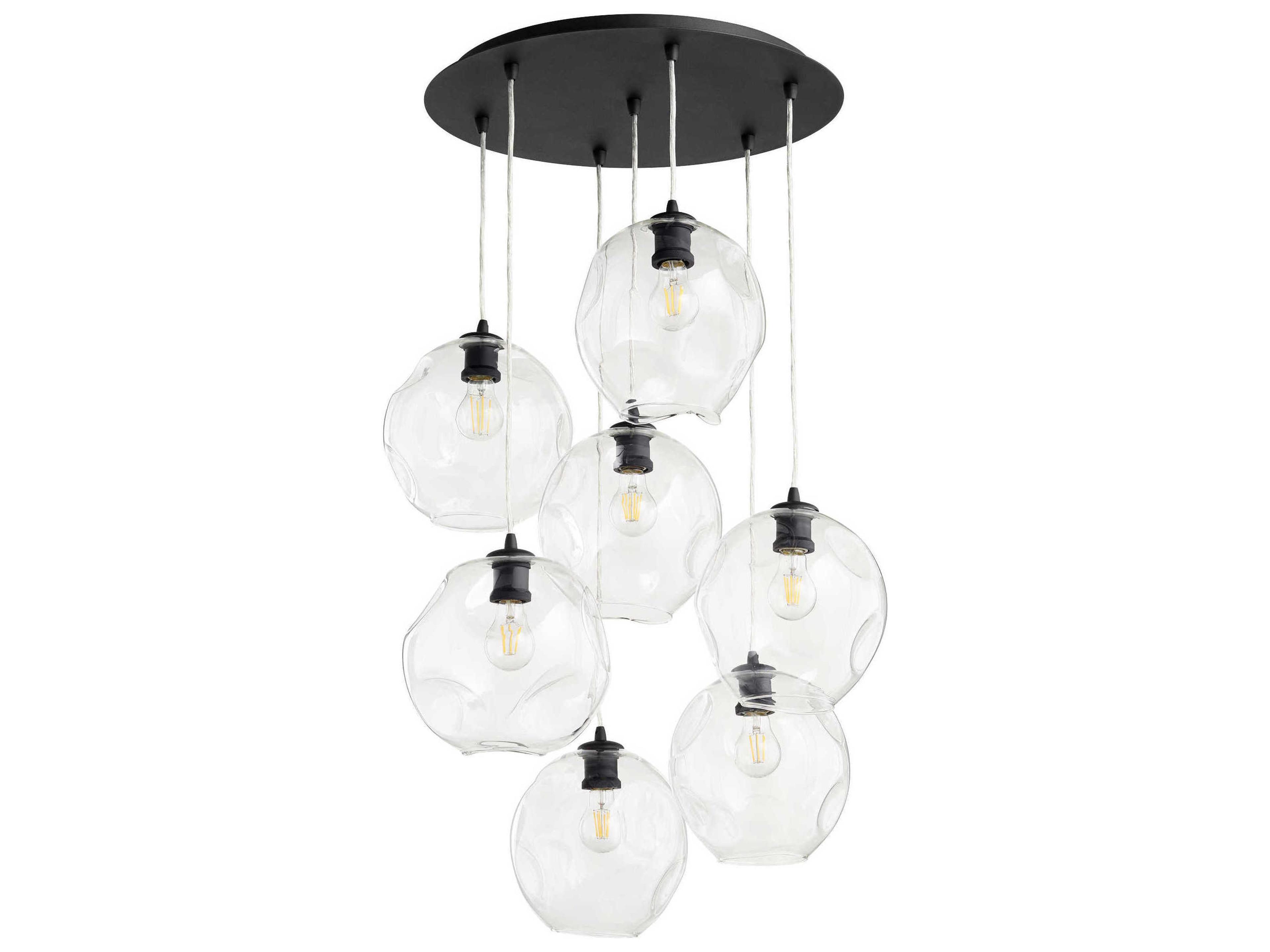 Quorum Numen 7-Light Noir Black Glass Globe Pendant