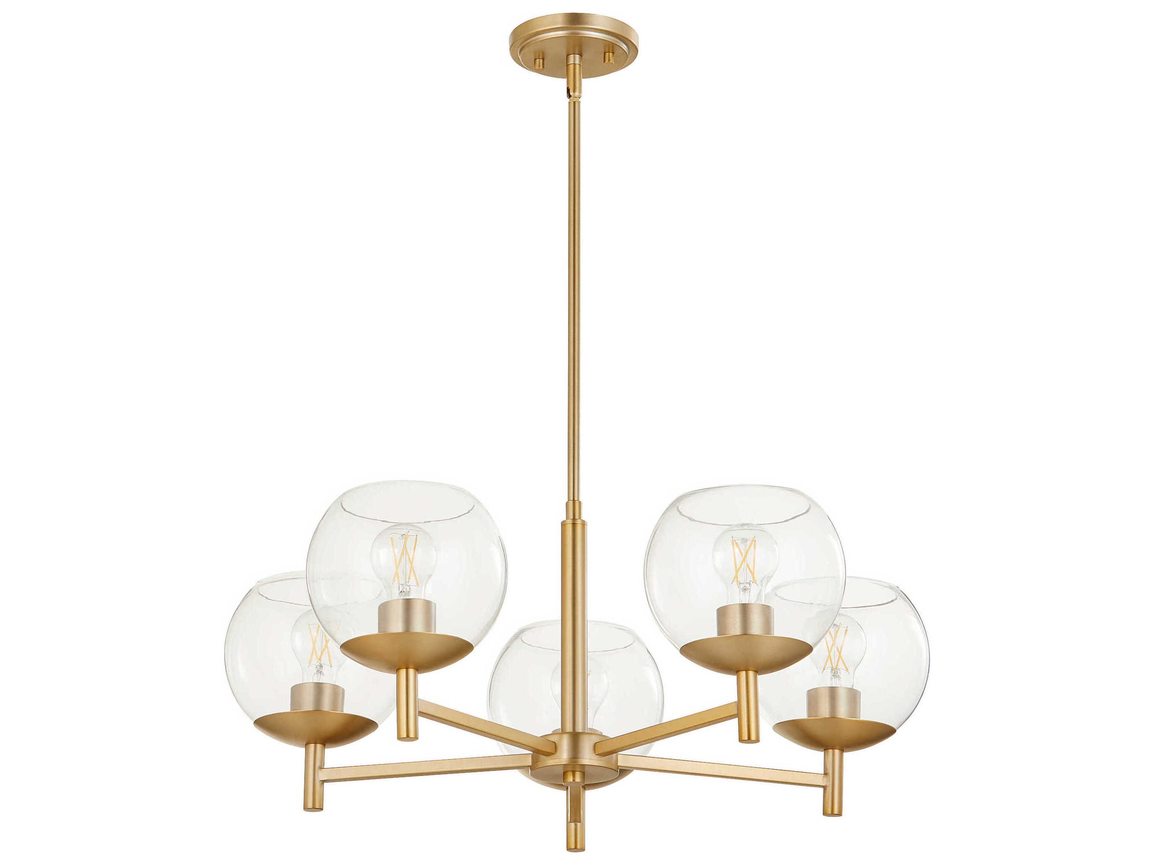 Quorum Lyon 5-Light Aged Brass Globe Chandelier