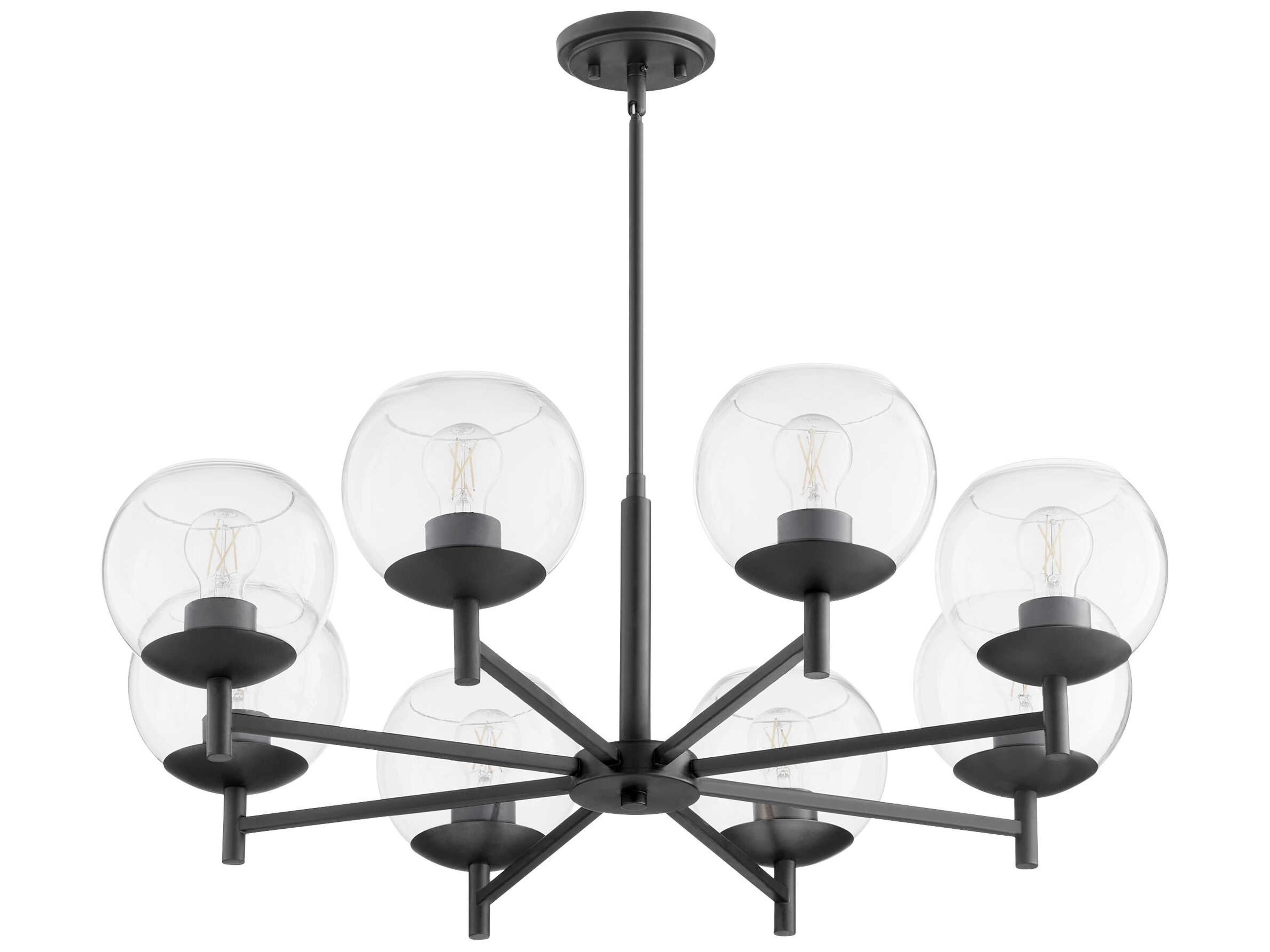 Quorum Lyon 8-Light Matte Black Glass Globe Chandelier