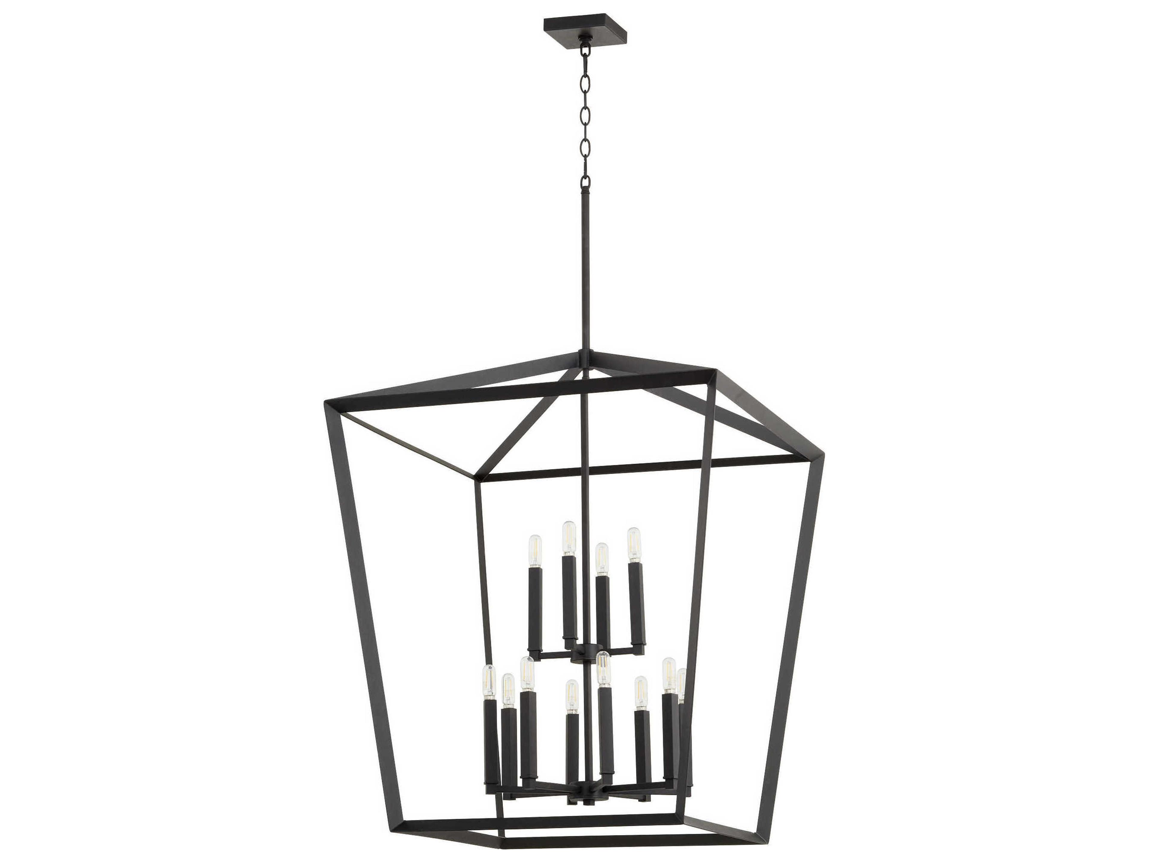 Quorum Manor 12-Light Noir Black Candelabra Tiered Chandelier