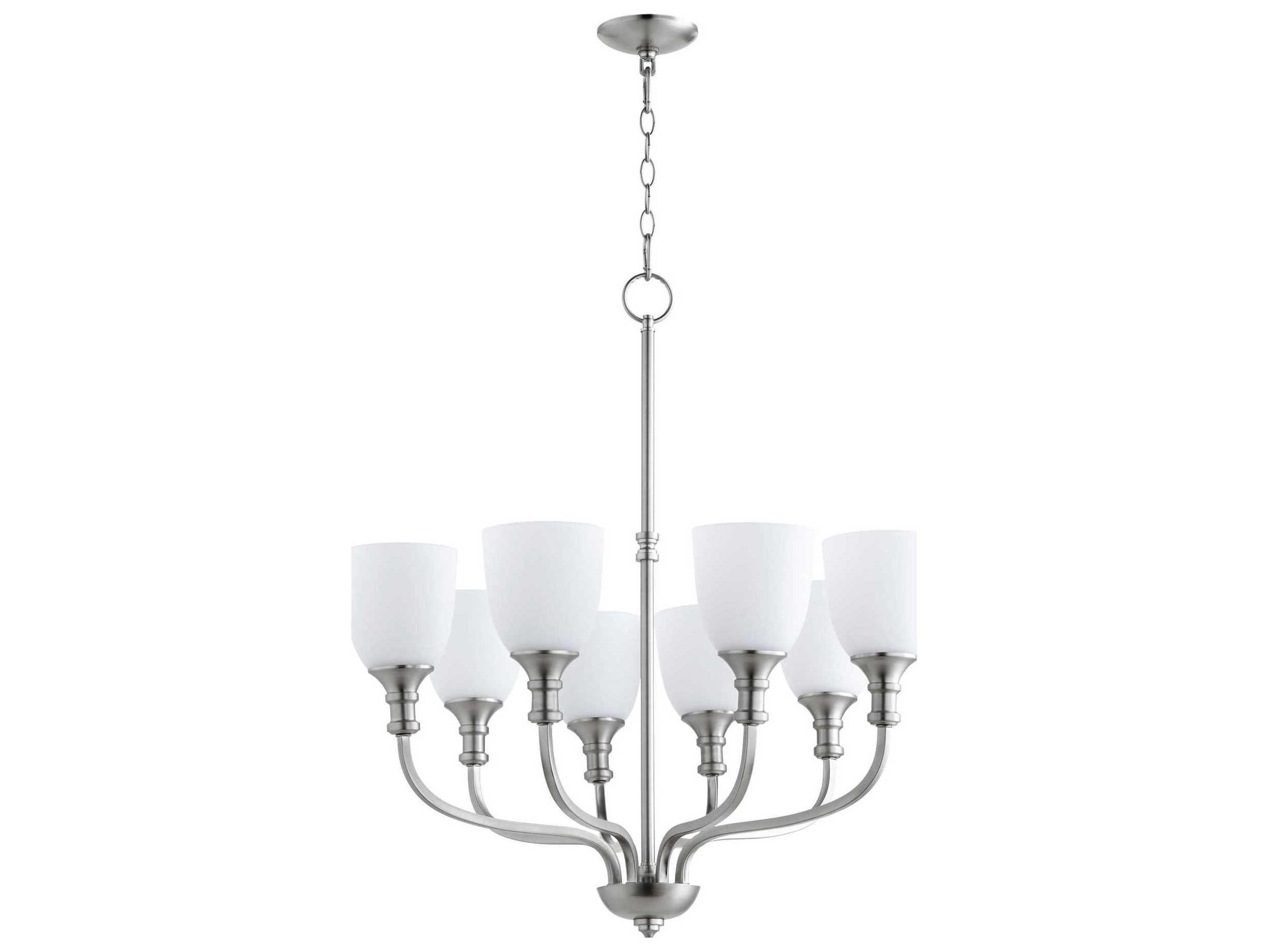 Quorum Richmond 8-Light Satin Nickel Glass Bell Chandelier
