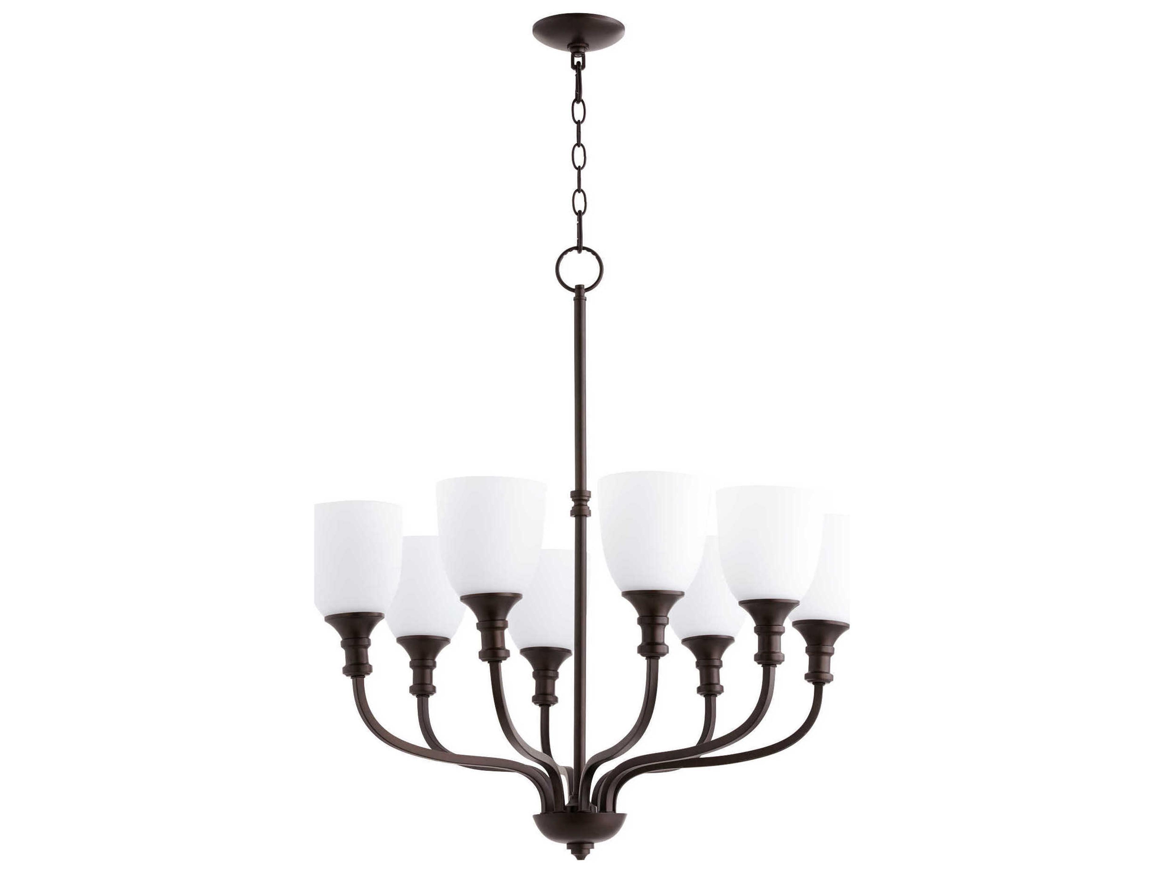Quorum Richmond 8-Light Oiled Bronze Glass Bell Chandelier