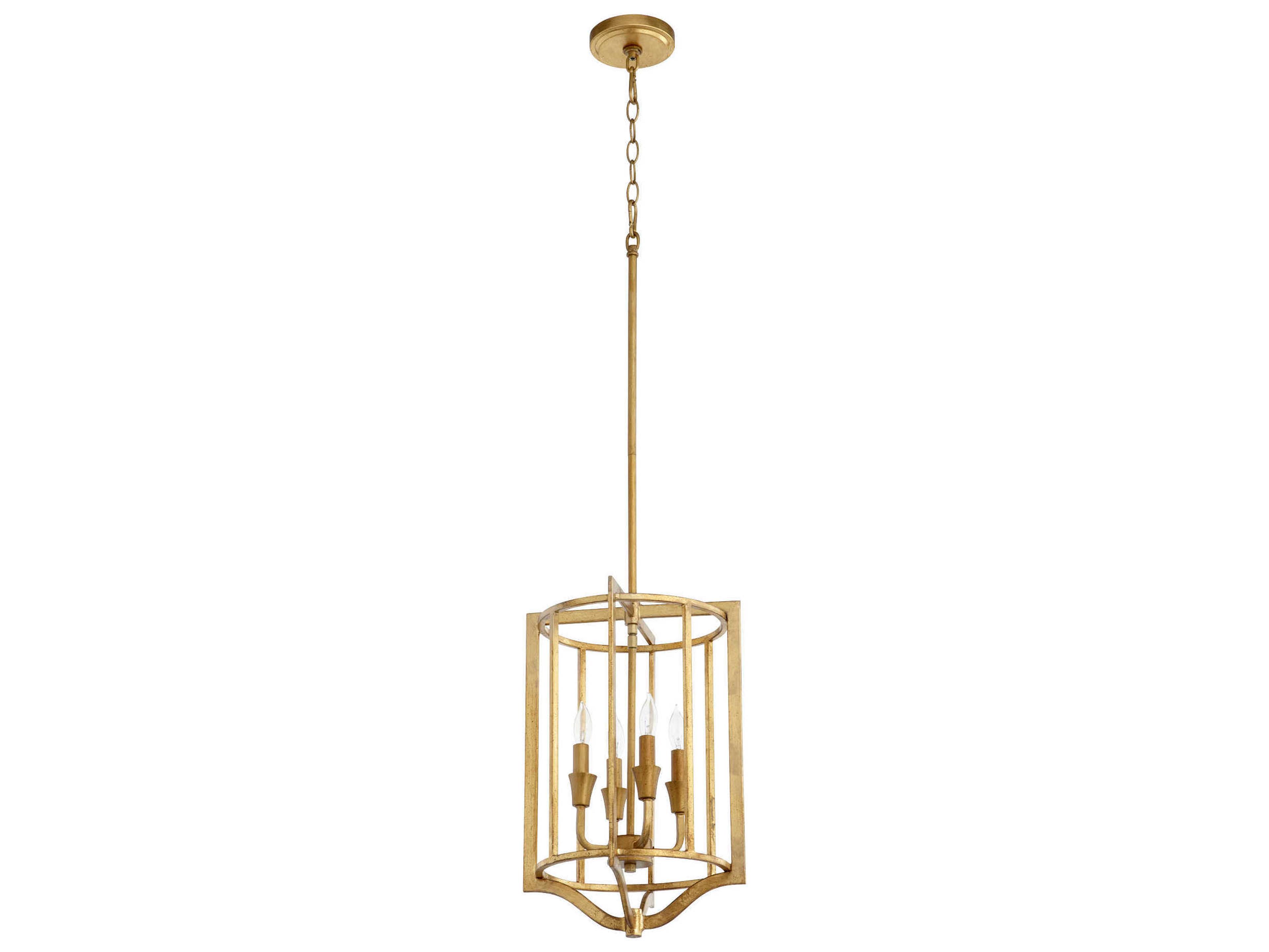 Quorum Marquee 4-Light Gold Leaf Candelabra Cylinder Chandelier