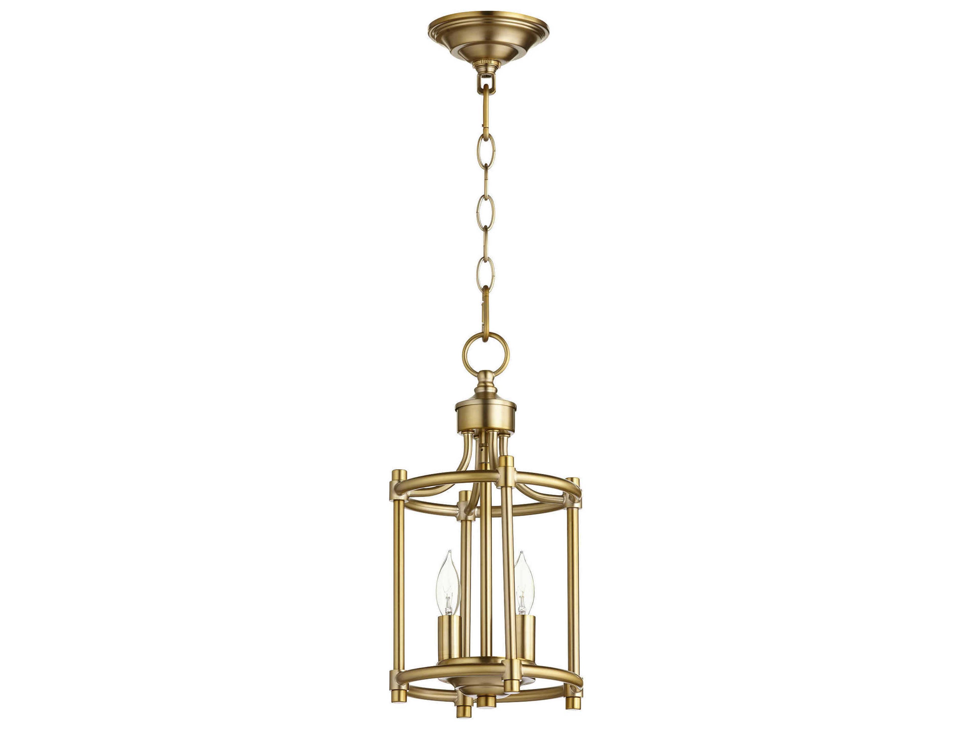 Quorum Rossington 2-Light Aged Brass Bronze Cylinder Mini Pendant