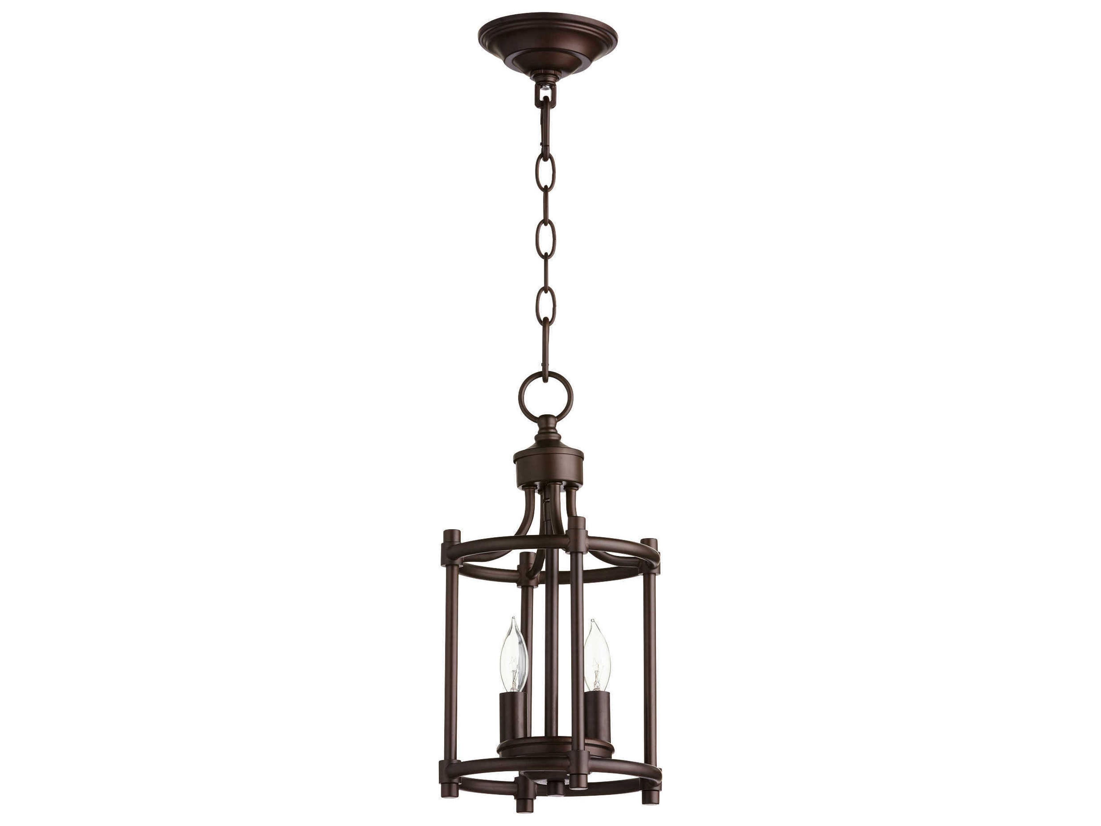 Quorum Rossington 2-Light Oiled Bronze Cylinder Mini Pendant