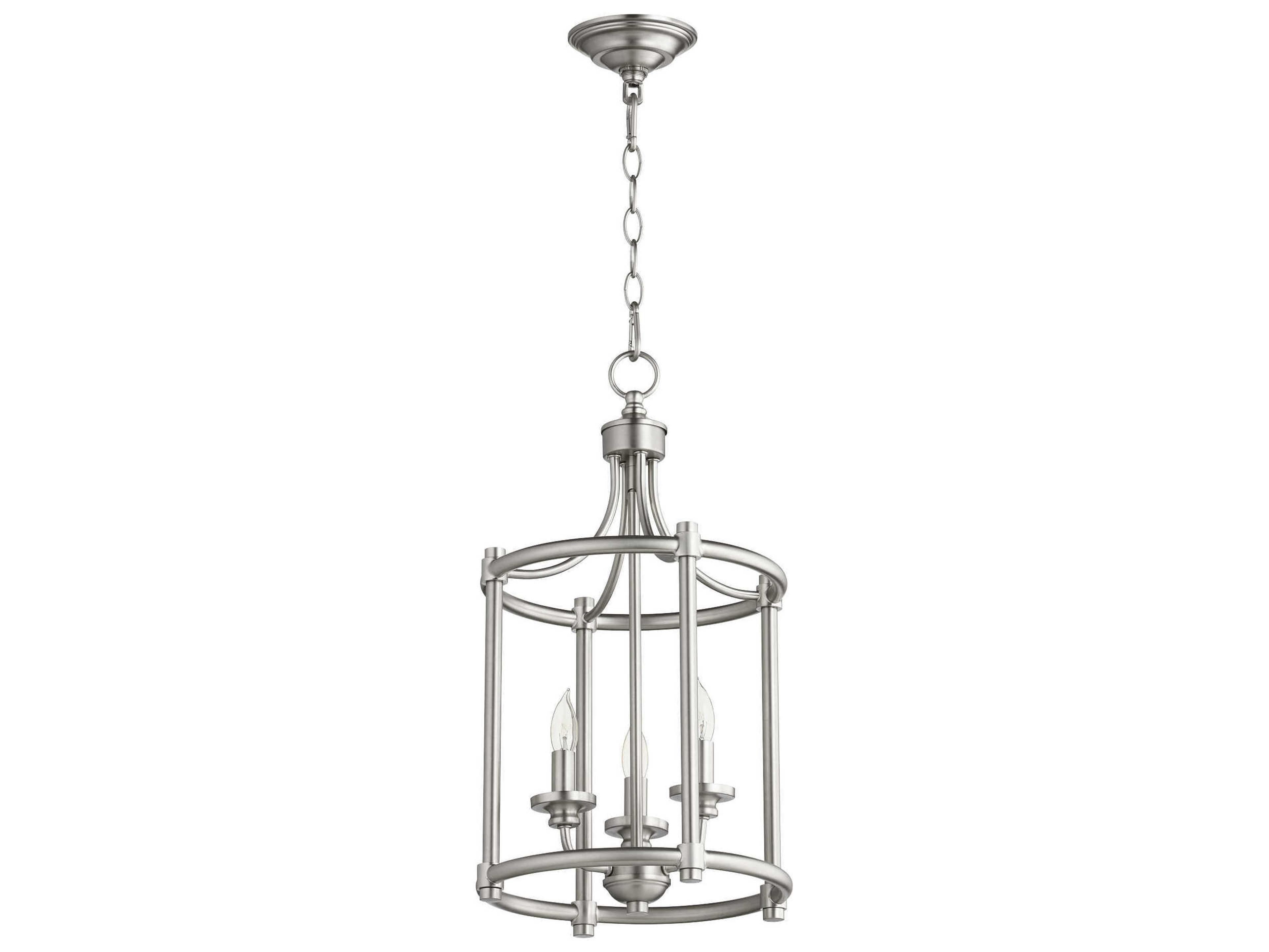 Quorum Rossington 3-Light Satin Nickel Candelabra Cylinder Chandelier
