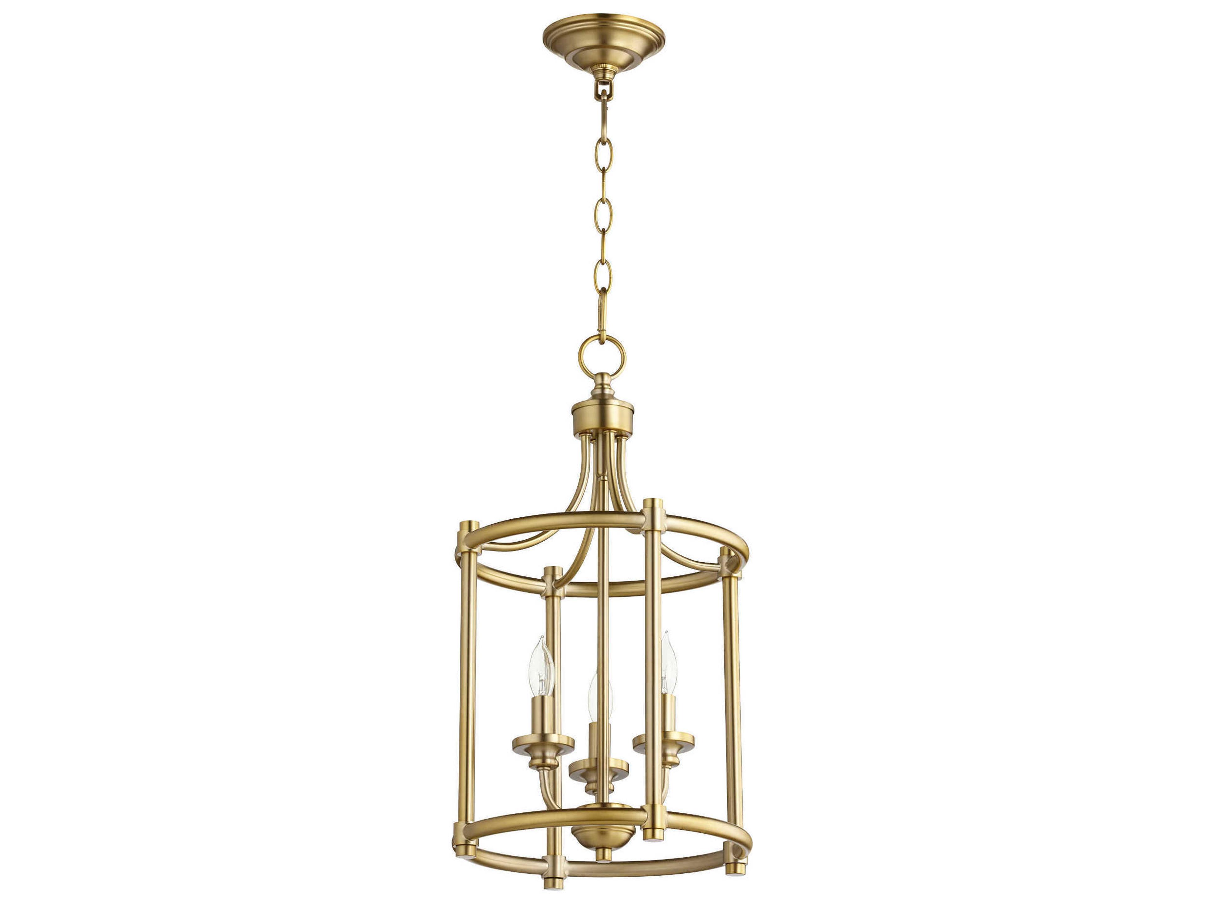Quorum Rossington 3-Light Aged Brass Candelabra Cylinder Chandelier