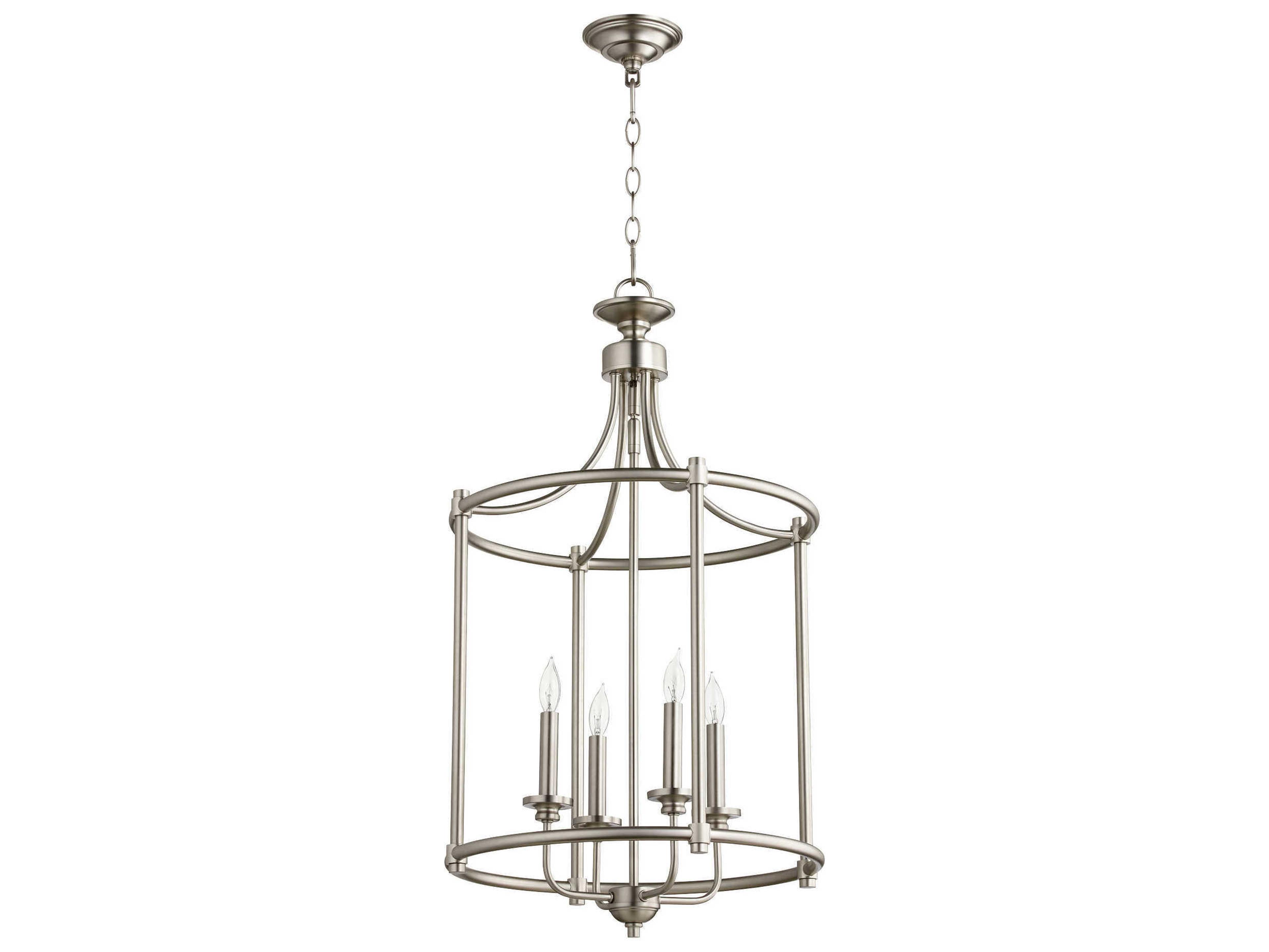 Quorum Rossington 4-Light Satin Nickel Candelabra Cylinder Chandelier