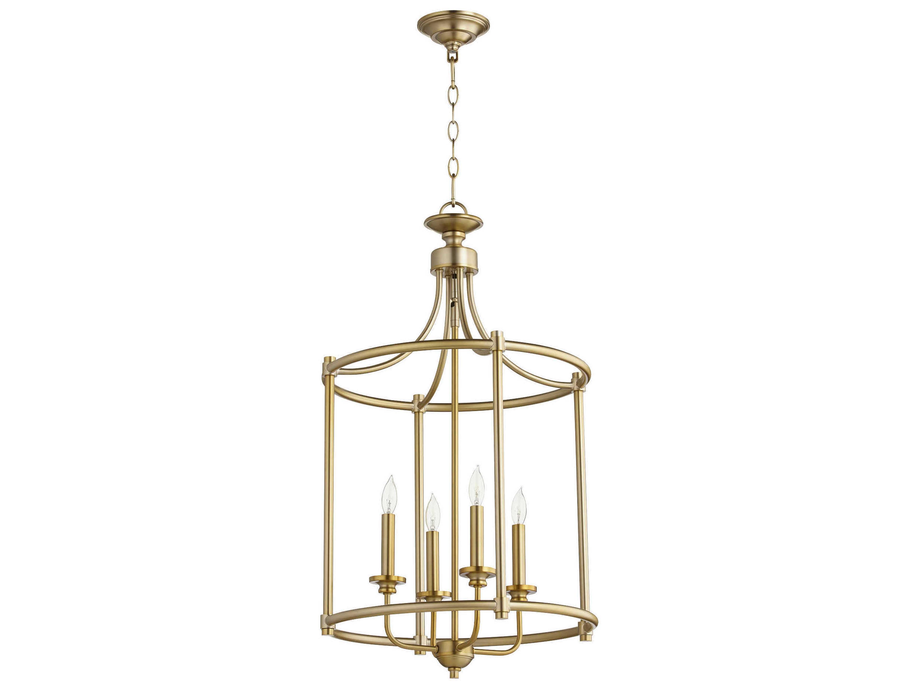 Quorum Rossington 4-Light Aged Brass Candelabra Cylinder Chandelier