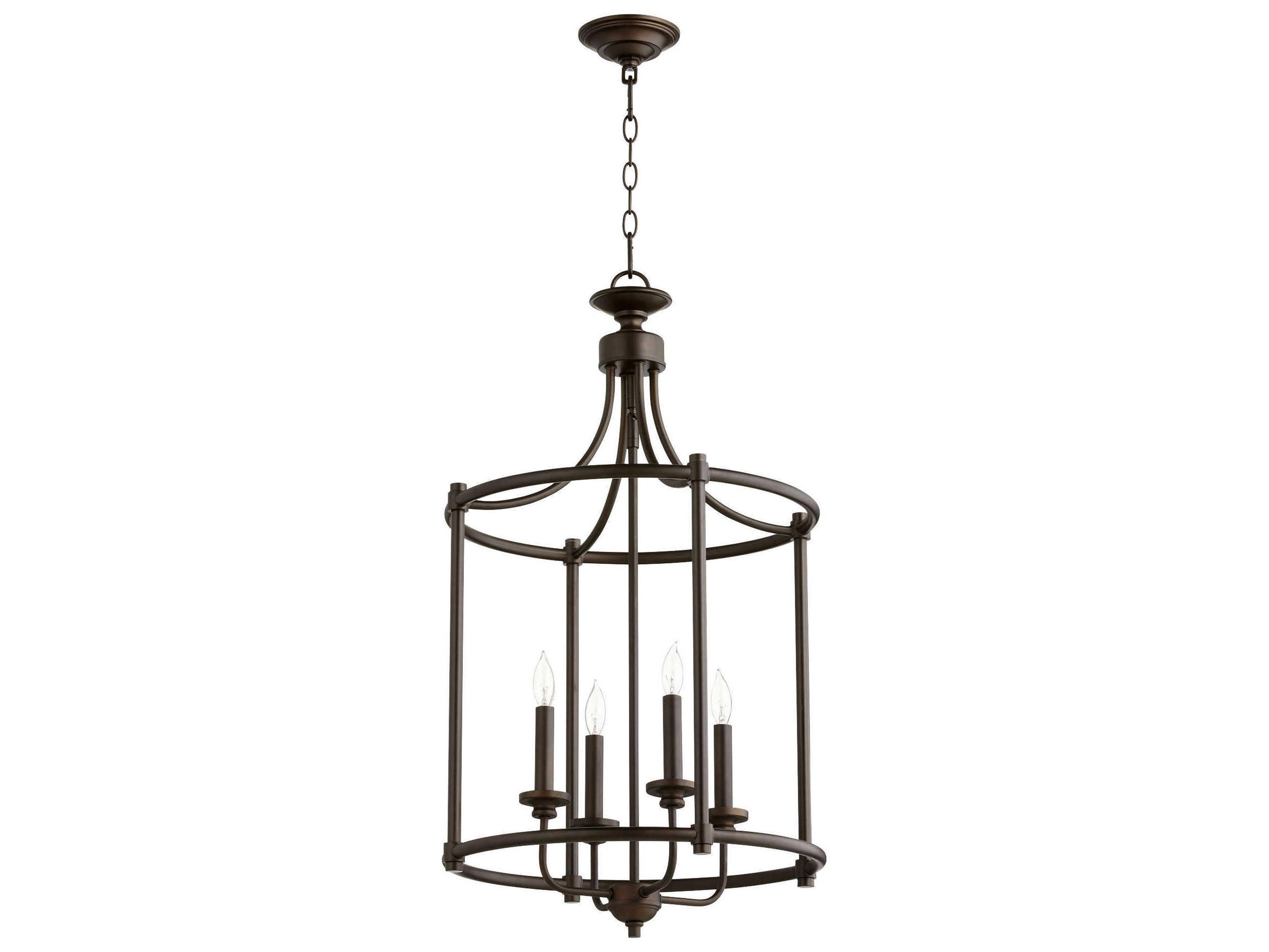 Quorum Rossington 4-Light Oiled Bronze Candelabra Cylinder Chandelier