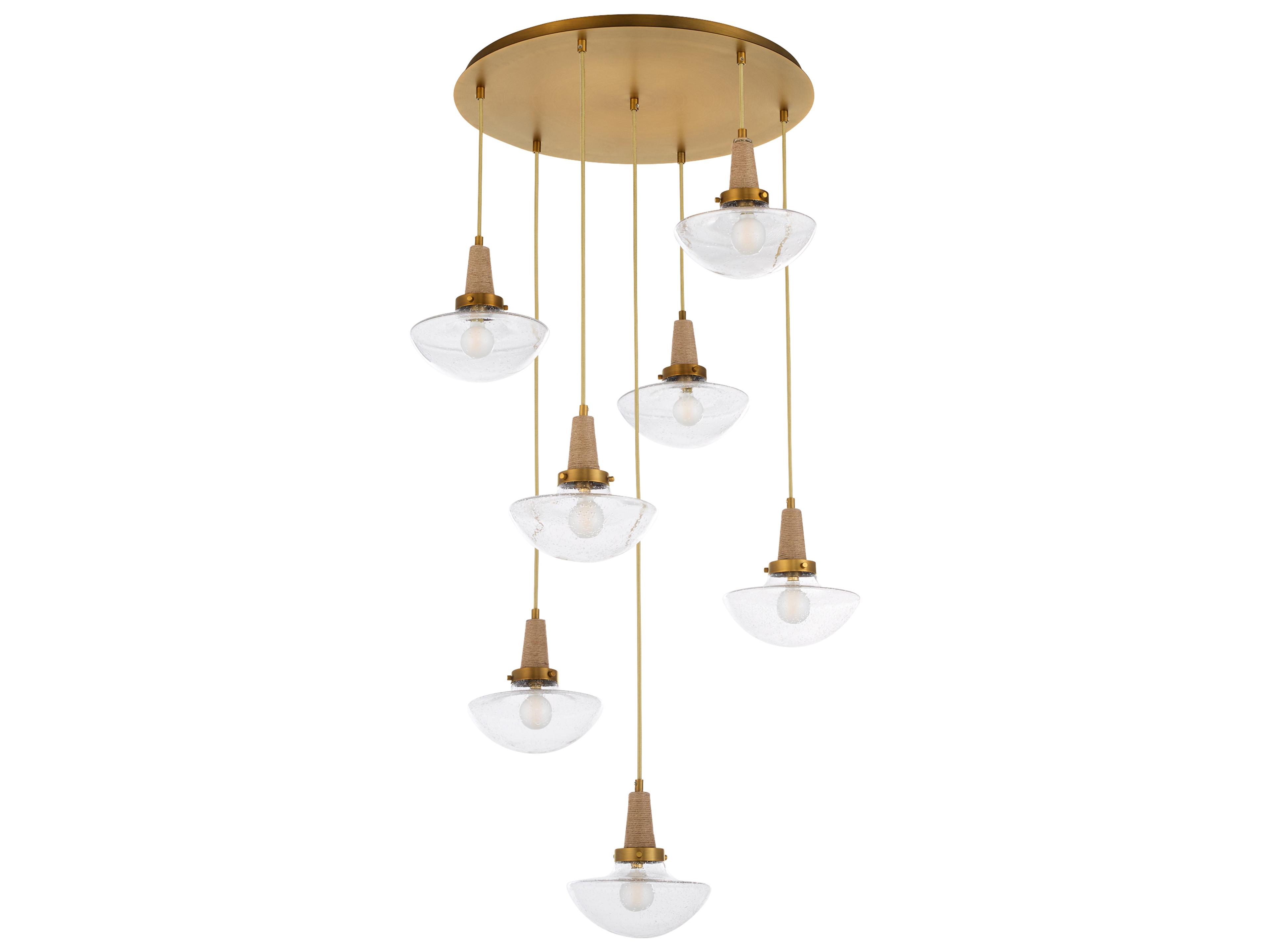 Quorum Stockport 7-Light Brushed Brass Bowl Tiered Pendant