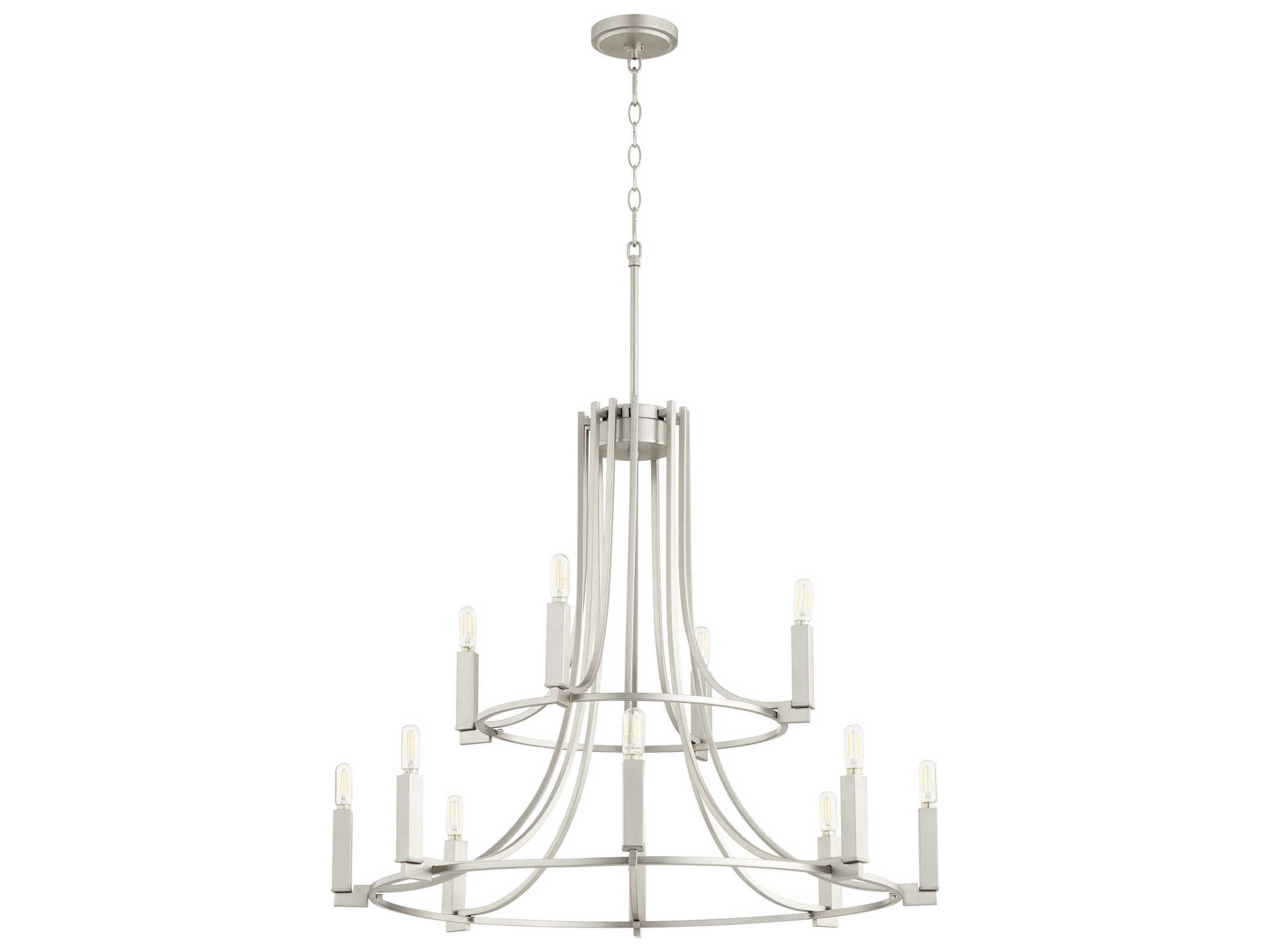 Quorum Olympus 12-Light Satin Nickel Candelabra Tiered Chandelier