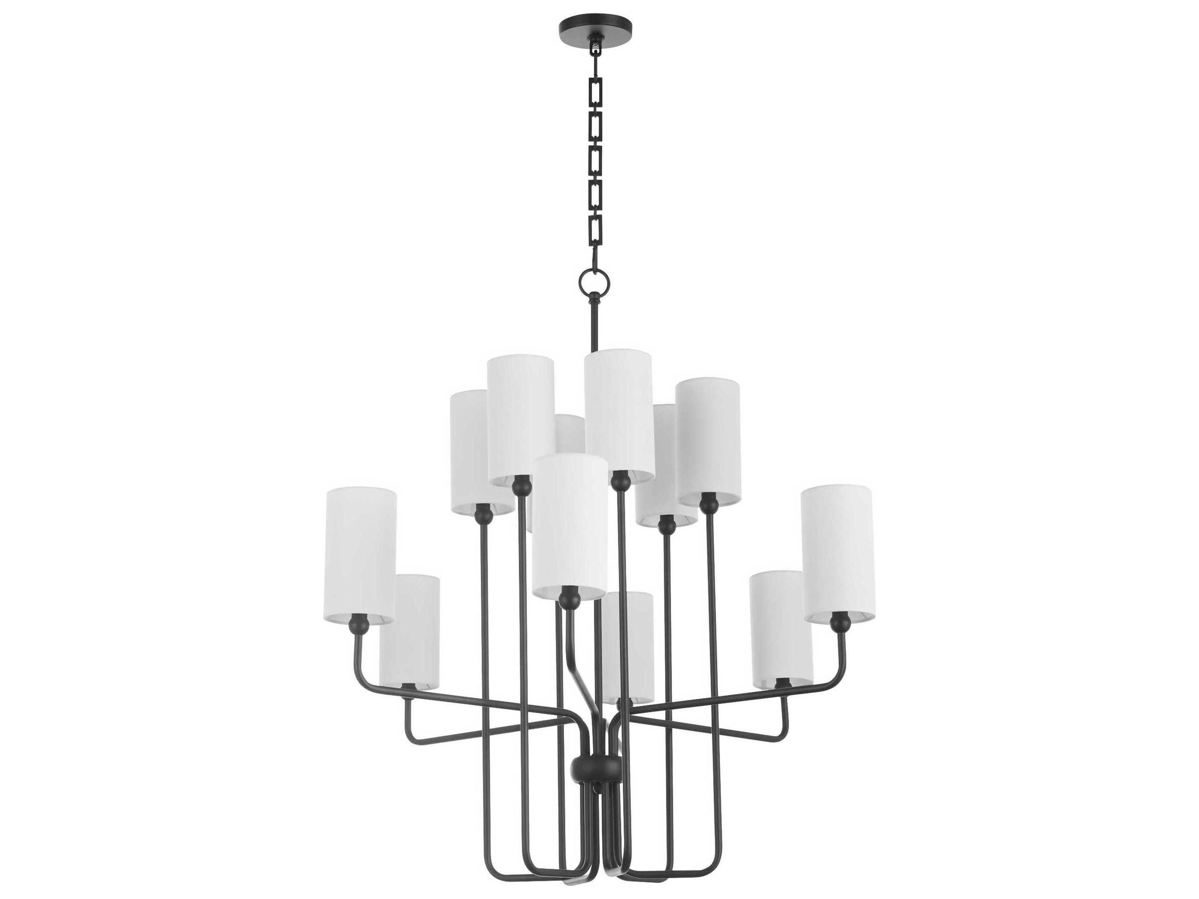 Quorum Charlotte 12-Light Matte Black Cylinder Chandelier