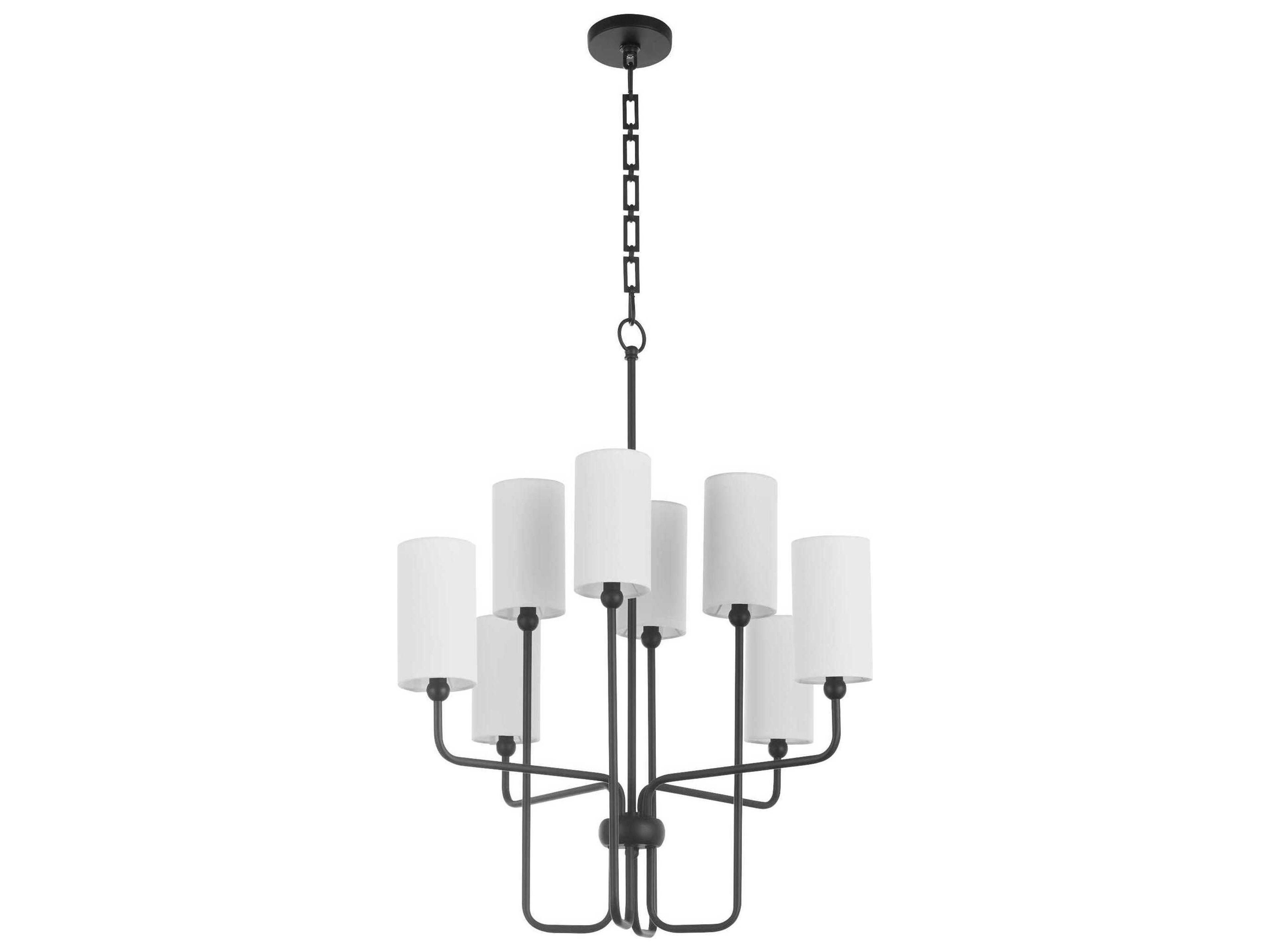 Quorum Charlotte 8-Light Matte Black Cylinder Chandelier