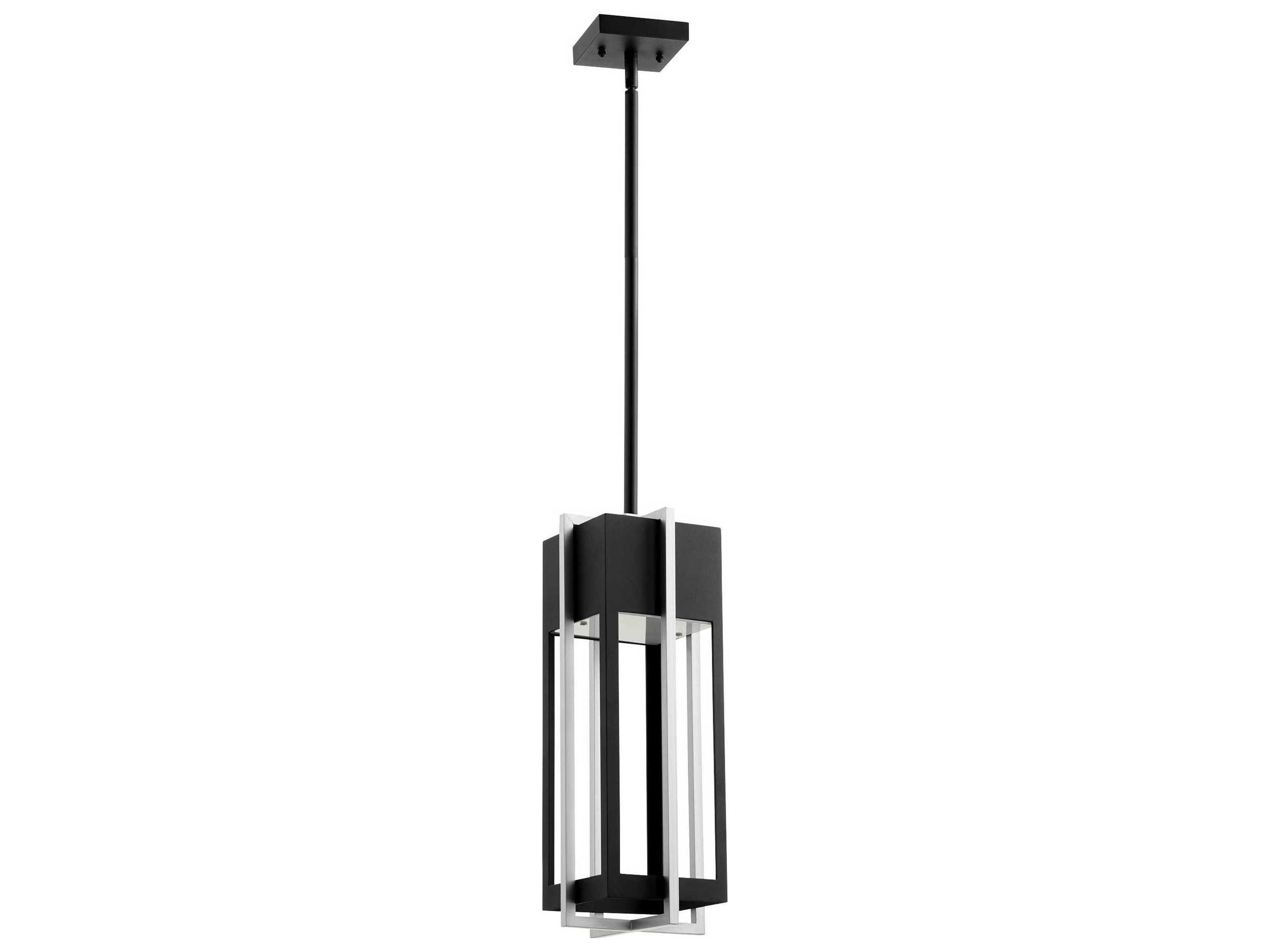 Quorum Al Fresco Noir with Brushed Aluminum 1 - Light Outdoor Hanging Light